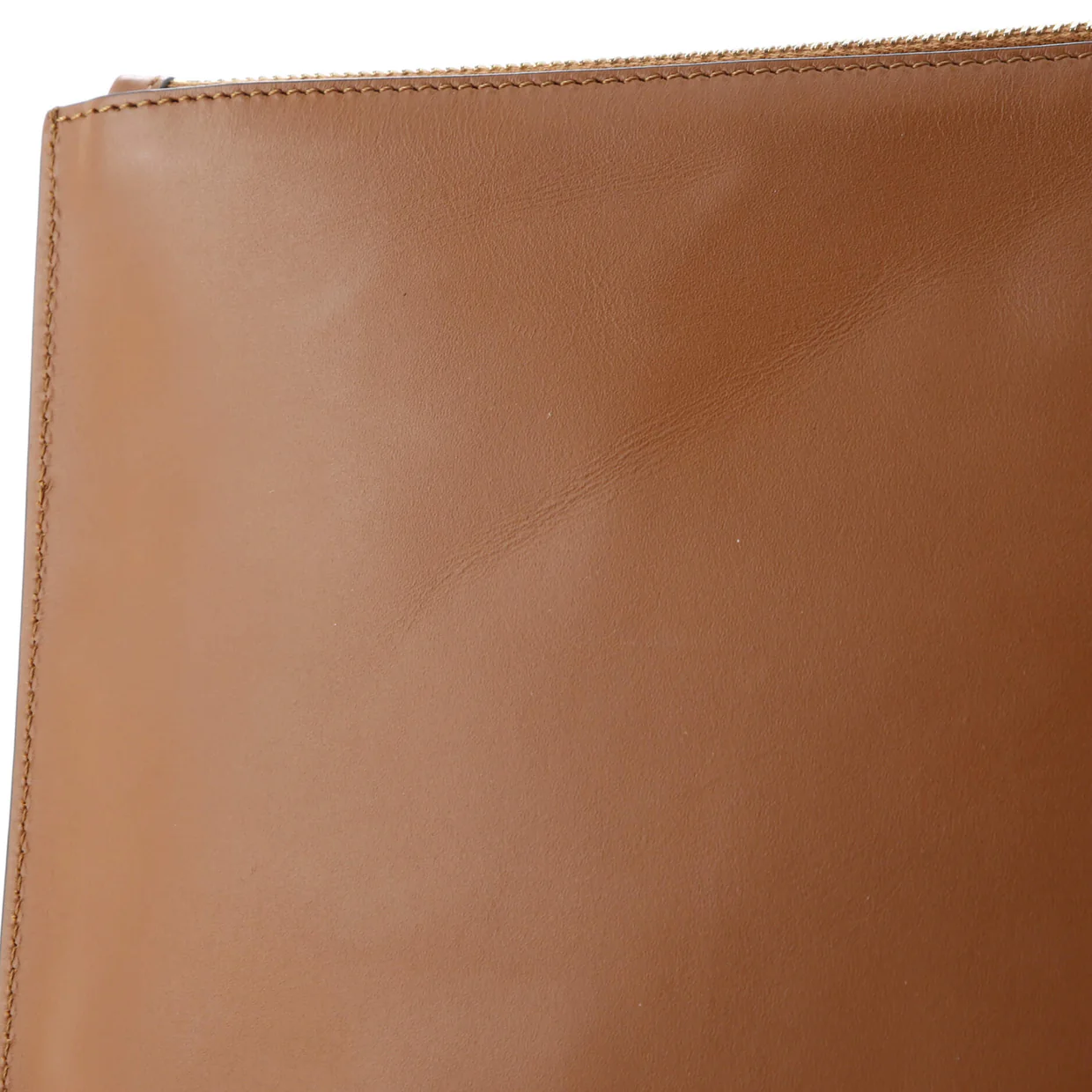 Logo Flat Wristlet Pouch Embossed Leather Large - Deep Luxury