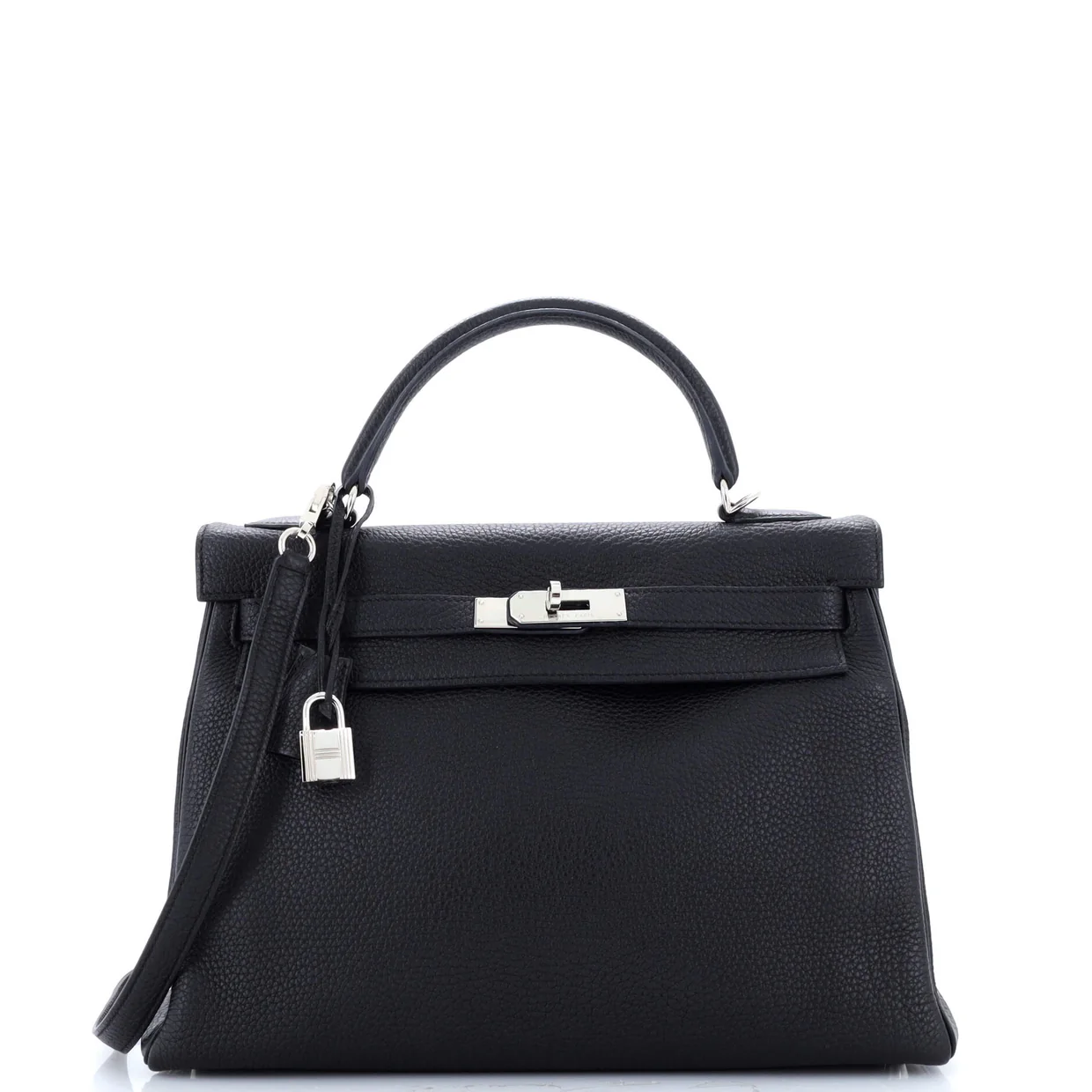 Kelly Handbag Noir Togo with Palladium Hardware 32 - Deep Luxury