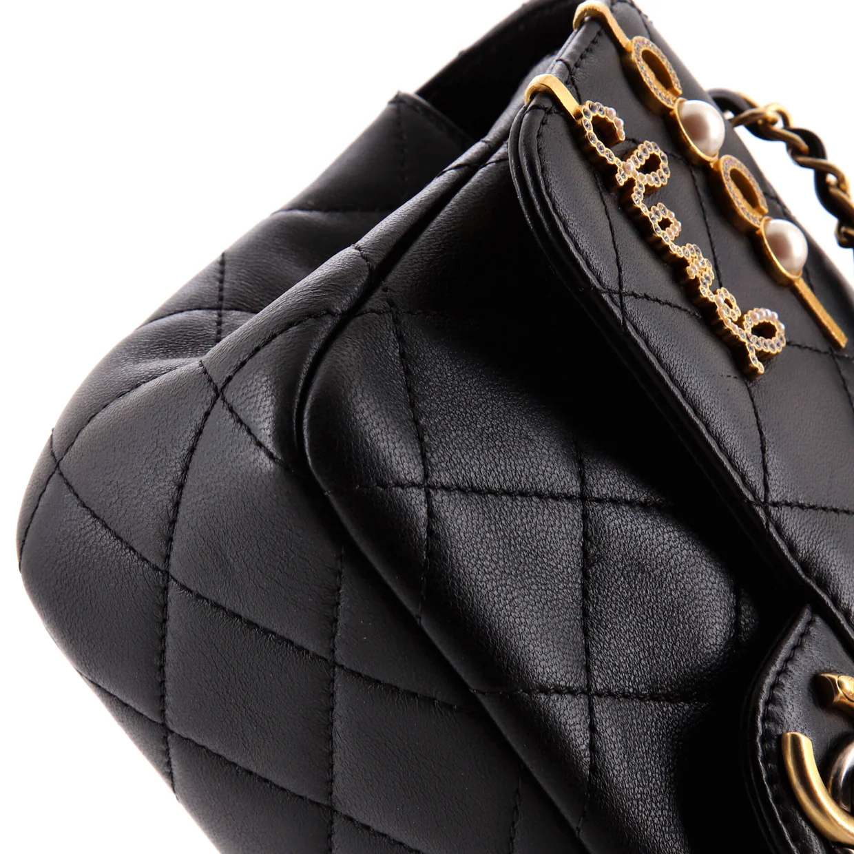 Coco Clips Flap Bag Embellished Quilted Lambskin Small - Deep Luxury