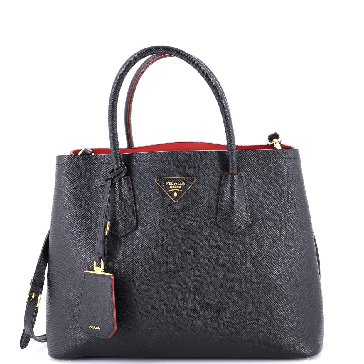 Cuir Double Tote Saffiano Leather Medium - Deep Luxury