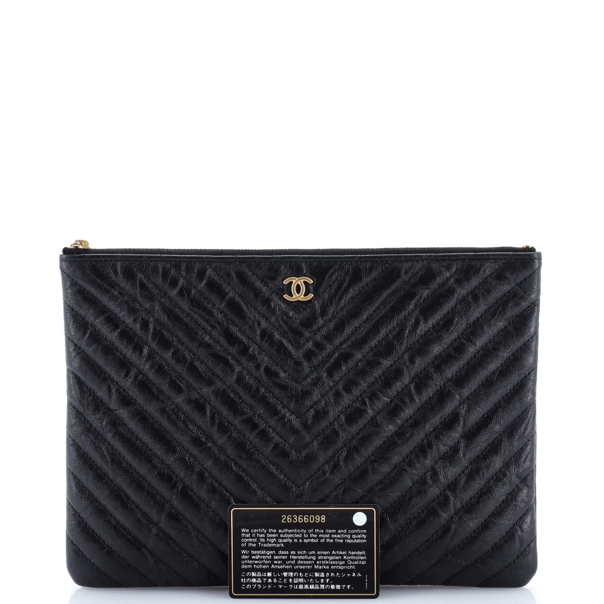 O Case Clutch Chevron Aged Calfskin Medium - Deep Luxury