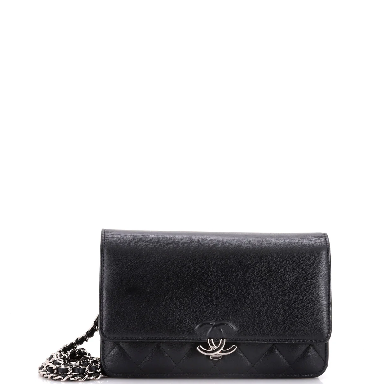 CC Box Wallet on Chain Quilted Calfskin - Deep Luxury