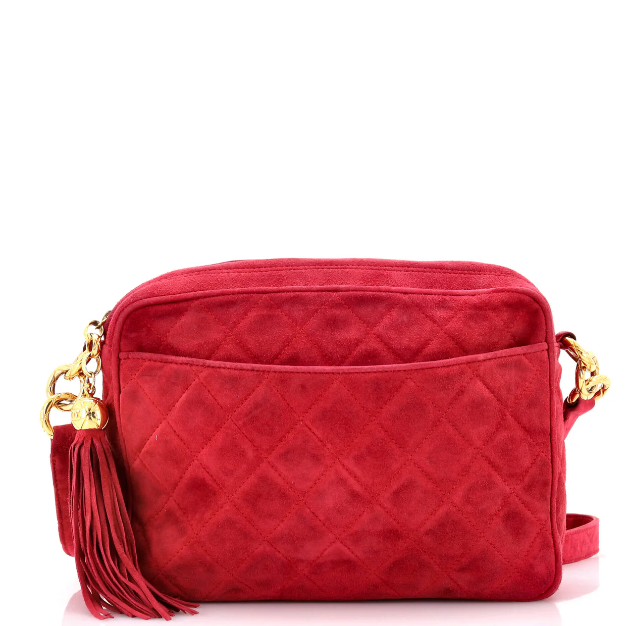 Vintage Front Pocket Camera Bag Quilted Suede Medium - Deep Luxury