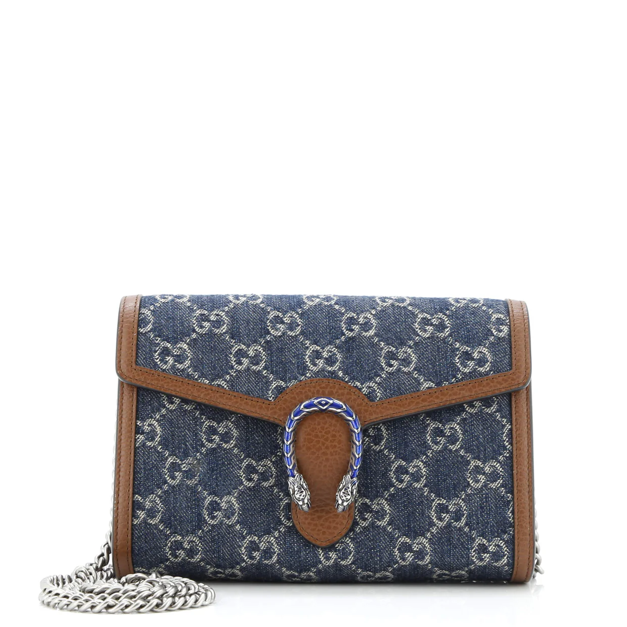 Dionysus Chain Wallet GG Denim Small - Deep Luxury