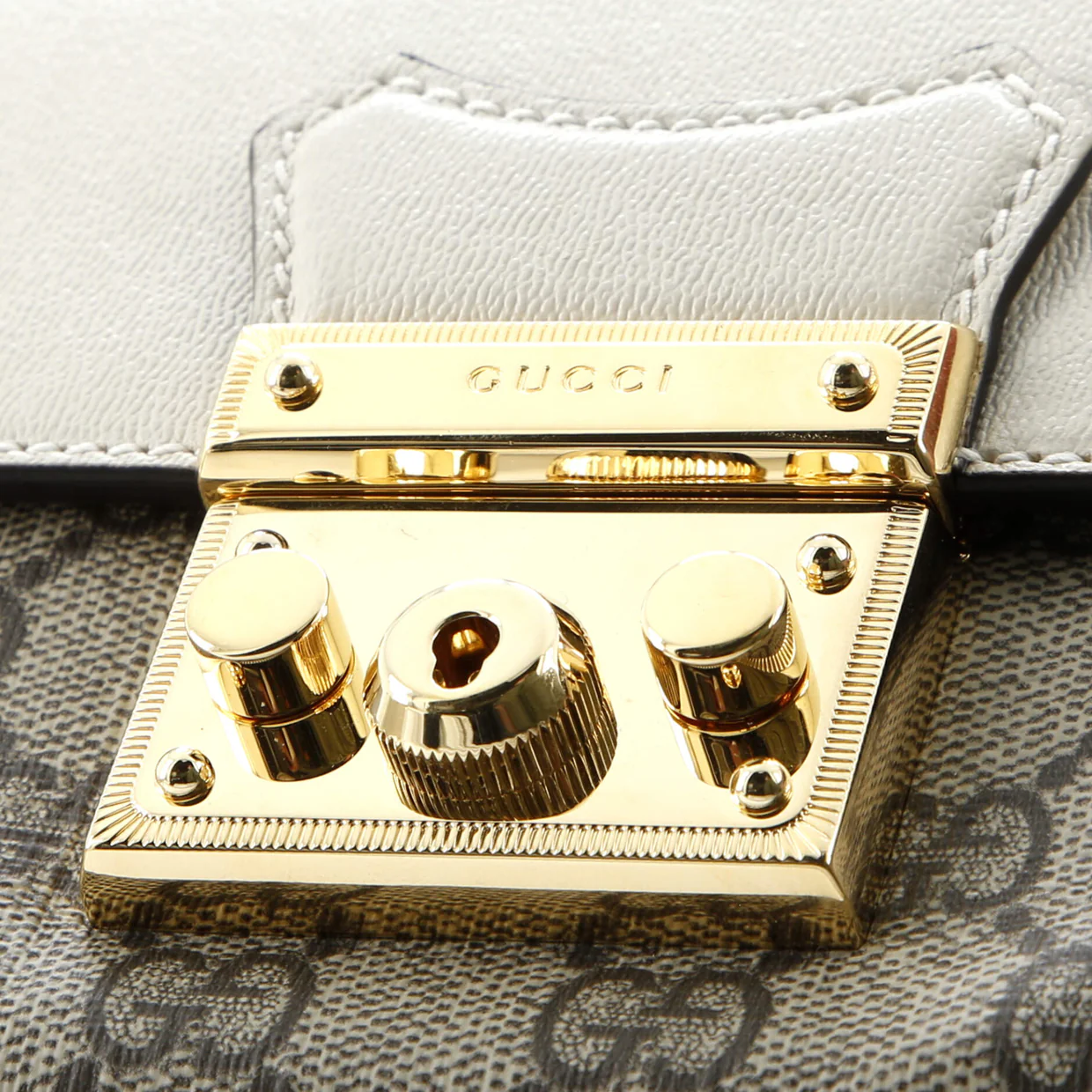 Padlock Front Pocket Flap Shoulder Bag GG Coated Canvas and Leather Mini - Deep Luxury