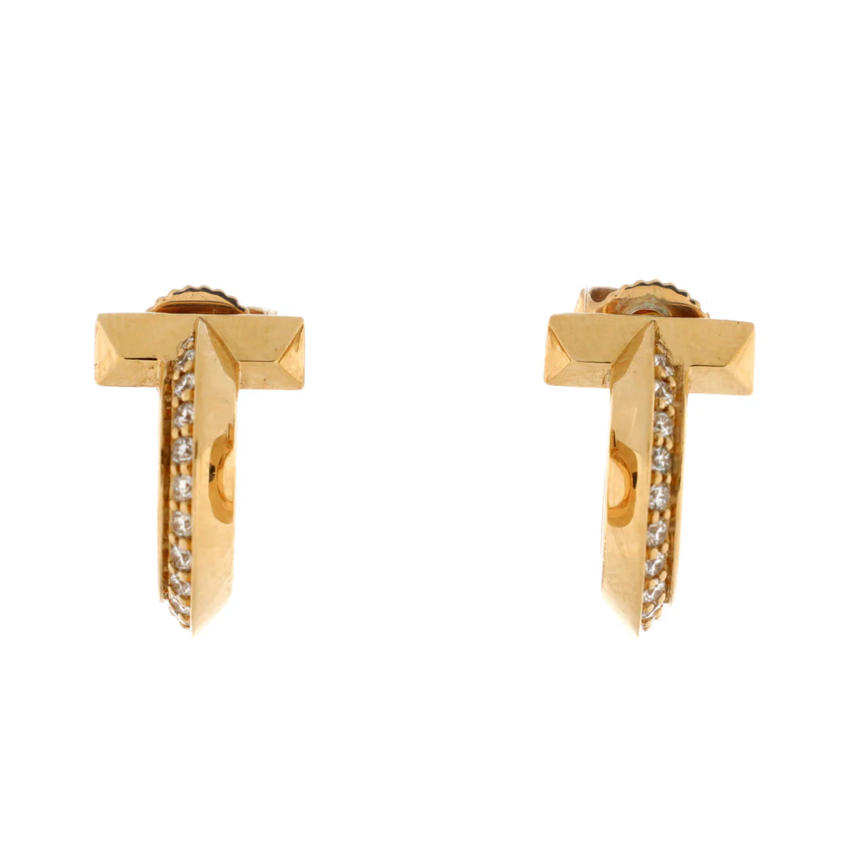 T1 Hoop Earrings 18K Yellow Gold with Diamonds Extra Small - Deep Luxury
