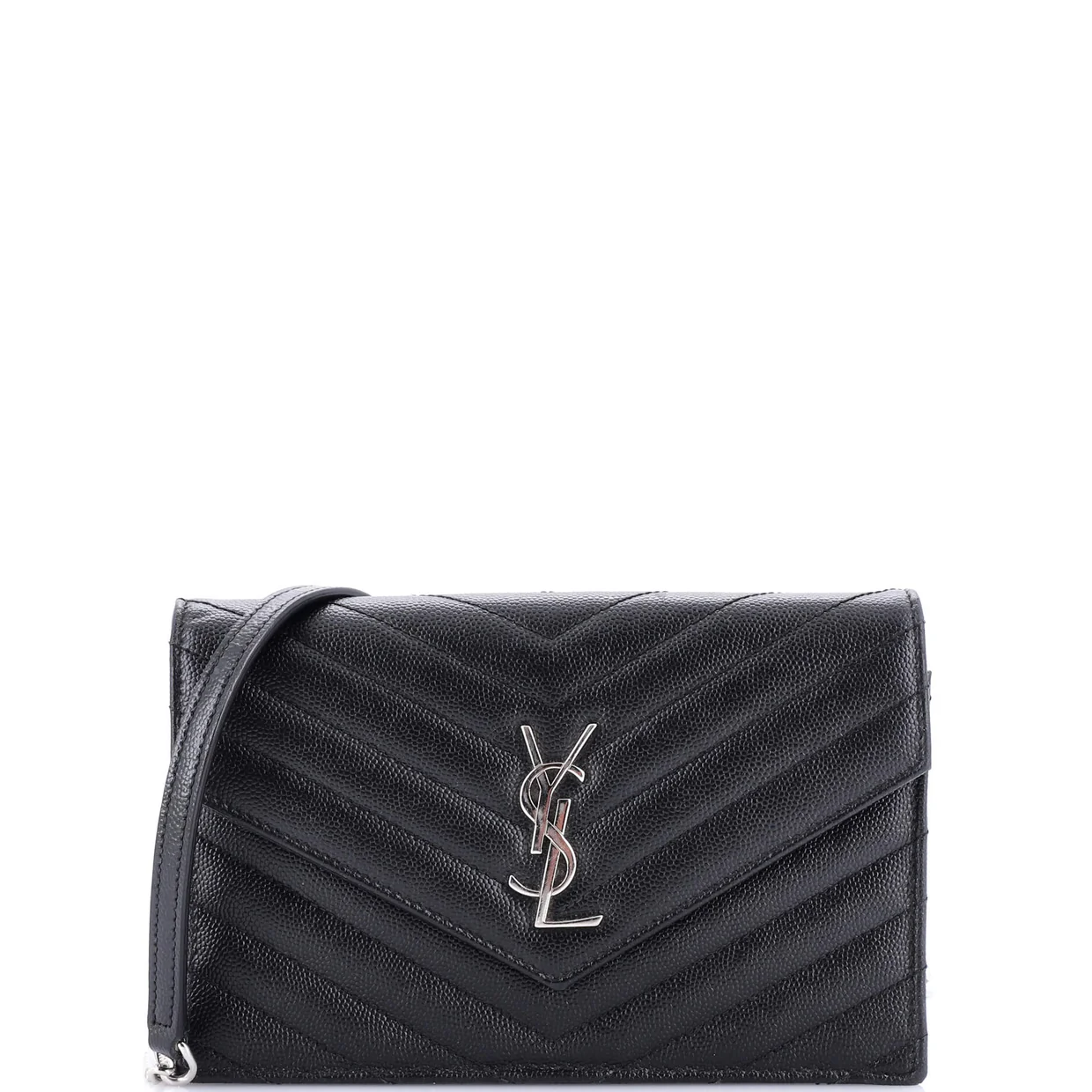 Classic Monogram Wallet on Chain Matelasse Chevron Leather Small - Deep Luxury