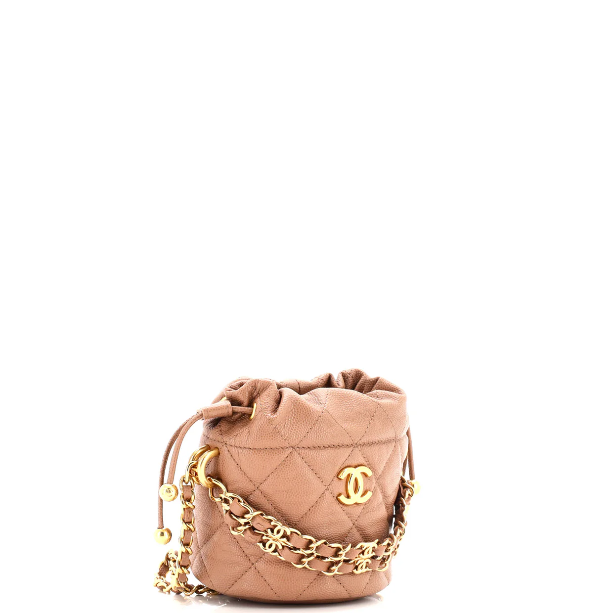 Coco First Bucket Clutch With Chain Quilted Caviar Mini - Deep Luxury