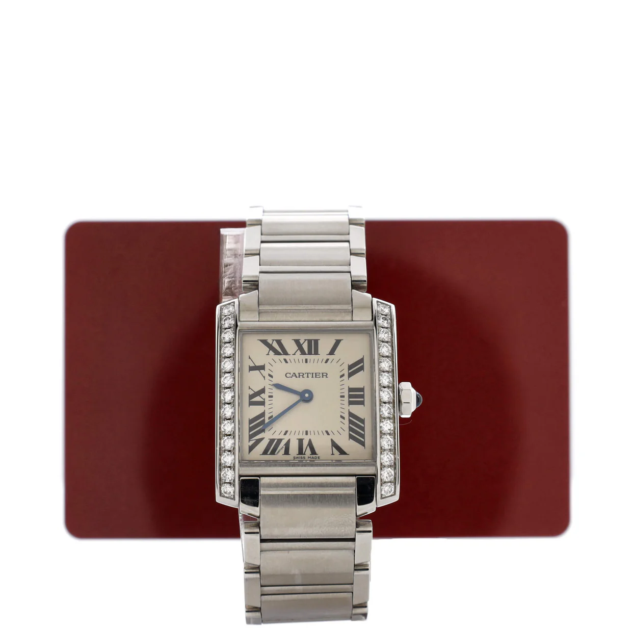 Tank Francaise Quartz Watch Stainless Steel with Diamond Bezel 25 - Deep Luxury