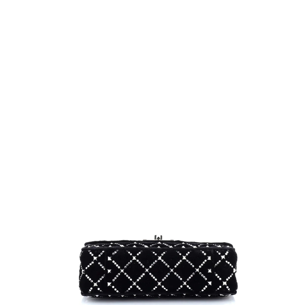 Rockstud Spike Flap Bag Crystal Embellished Quilted Velvet Small - Deep Luxury
