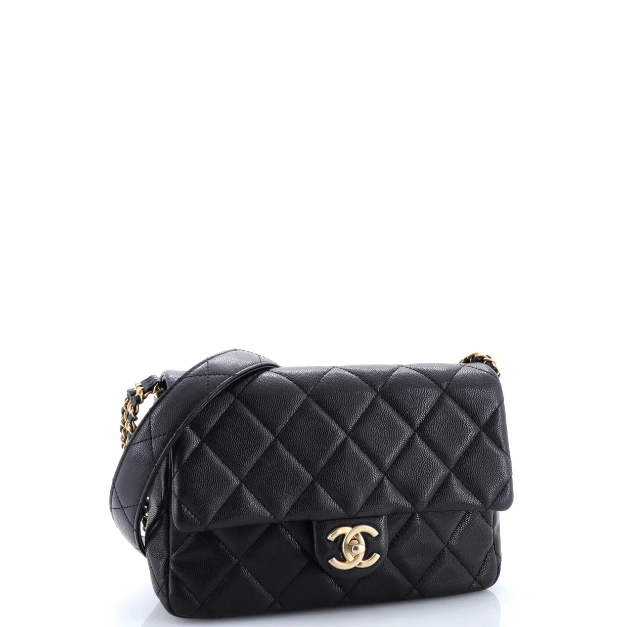 CC Triple Chain Flap Bag Quilted Caviar Small - Deep Luxury