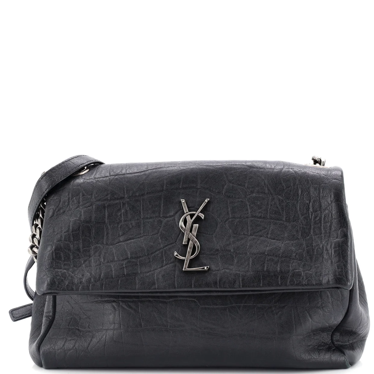West Hollywood Shoulder Bag Crocodile Embossed Leather Medium - Deep Luxury