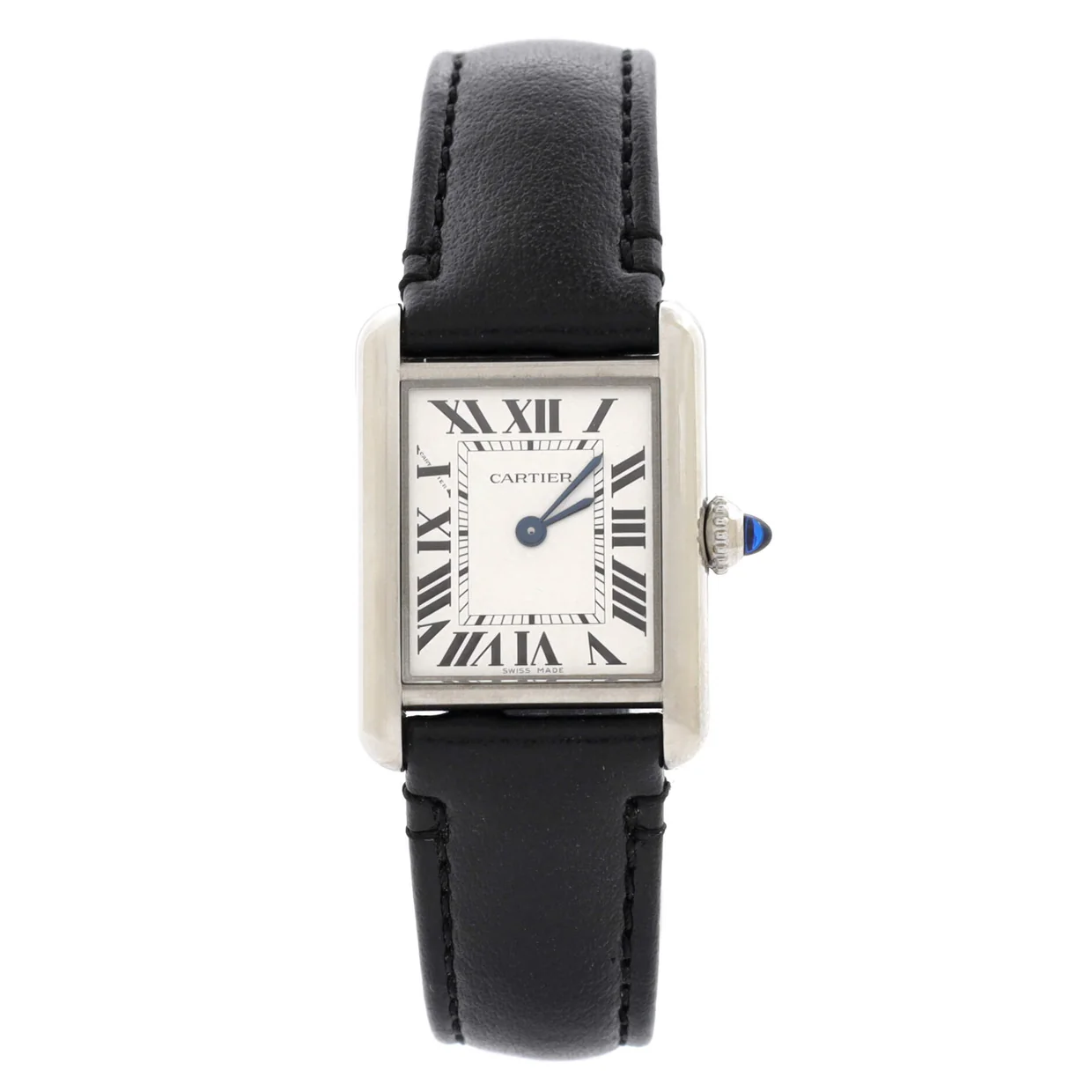 Must de Cartier SolarBeat Tank Quartz Watch Stainless Steel and Leather 22 - Deep Luxury