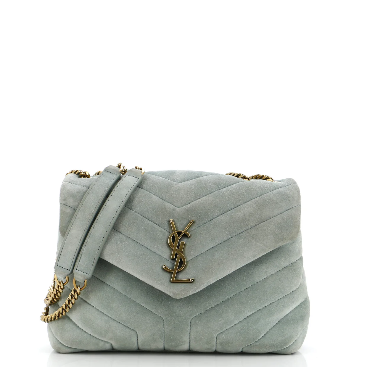 Loulou Shoulder Bag Matelasse Chevron Velvet Small - Deep Luxury