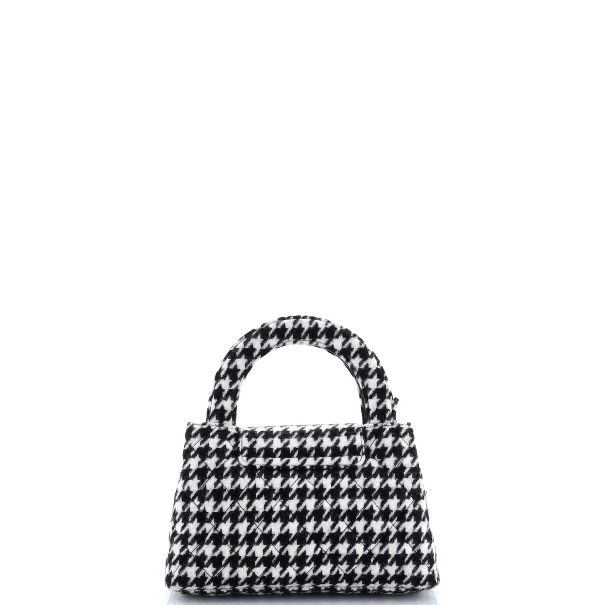 Kelly Top Handle Shopping Bag Quilted Houndstooth Tweed Mini - Deep Luxury