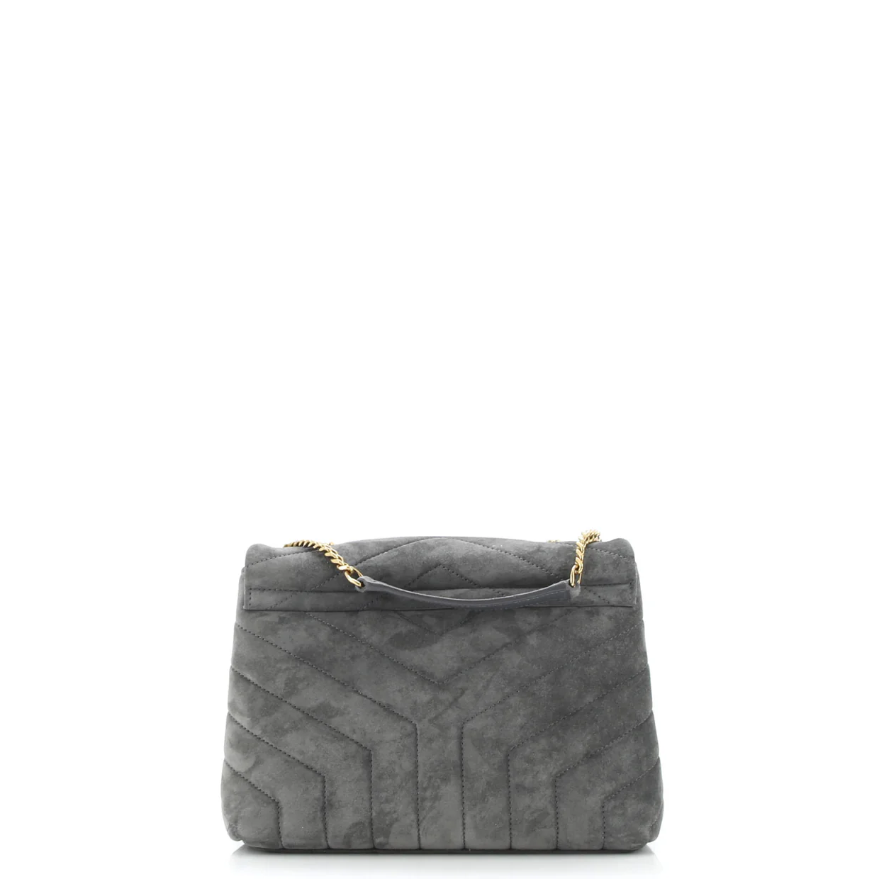 Loulou Shoulder Bag Matelasse Chevron Suede Small - Deep Luxury