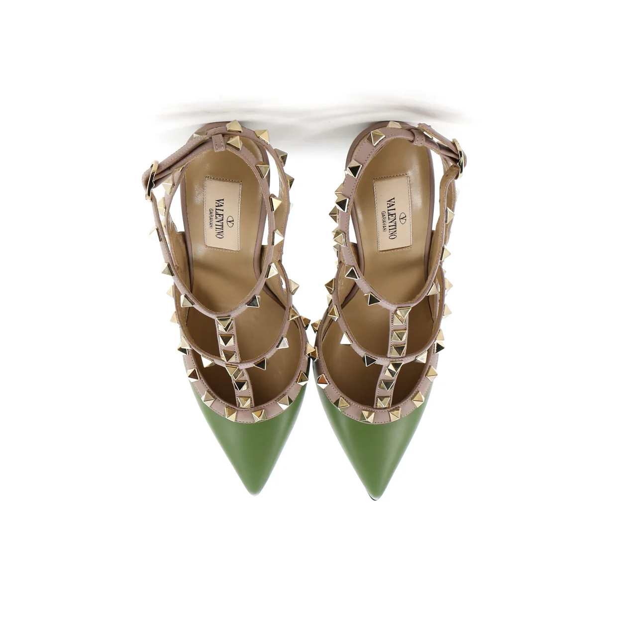 Women's Rockstud Ankle Strap Pumps Leather 100 - Deep Luxury