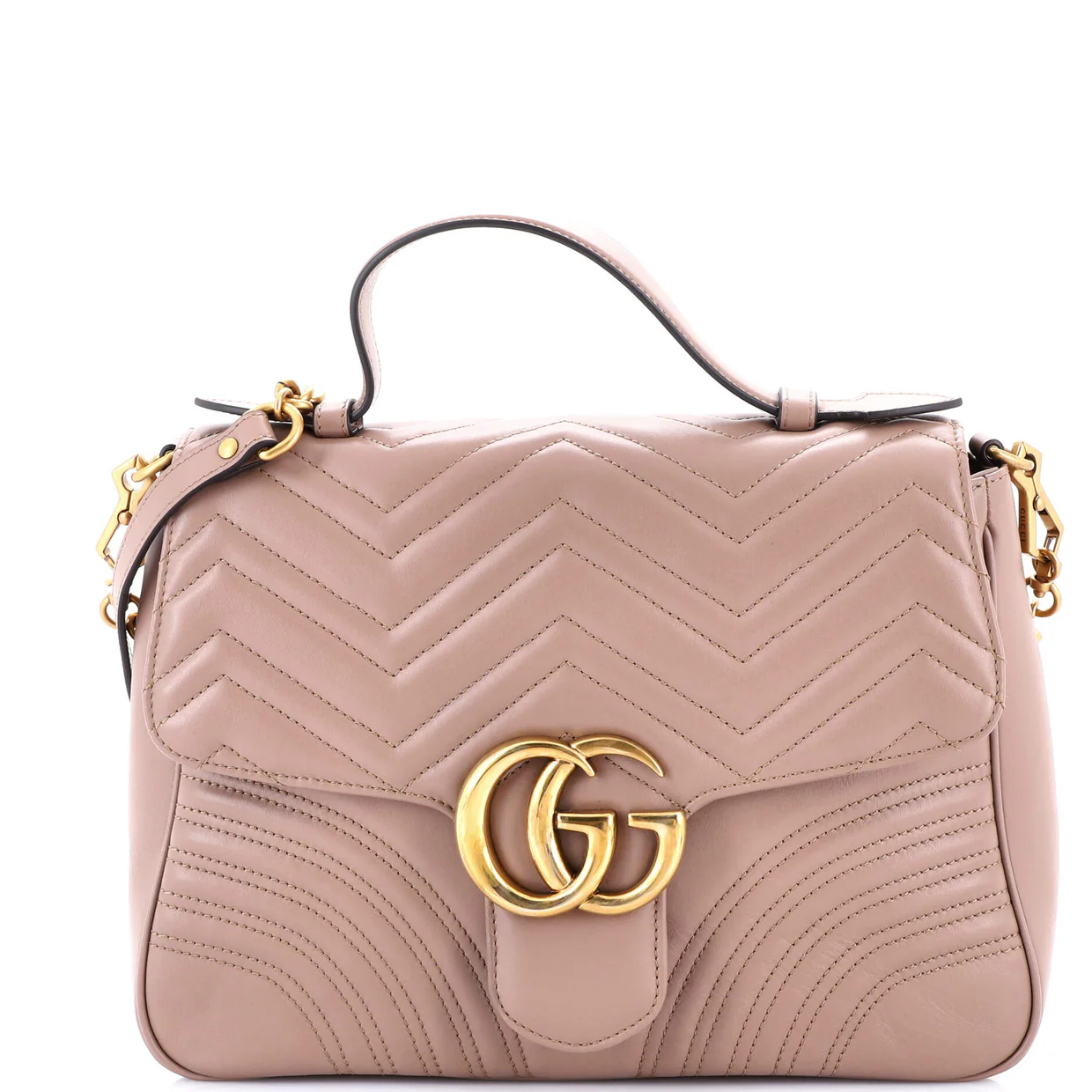 GG Marmont Top Handle Flap Bag Matelasse Leather Medium - Deep Luxury