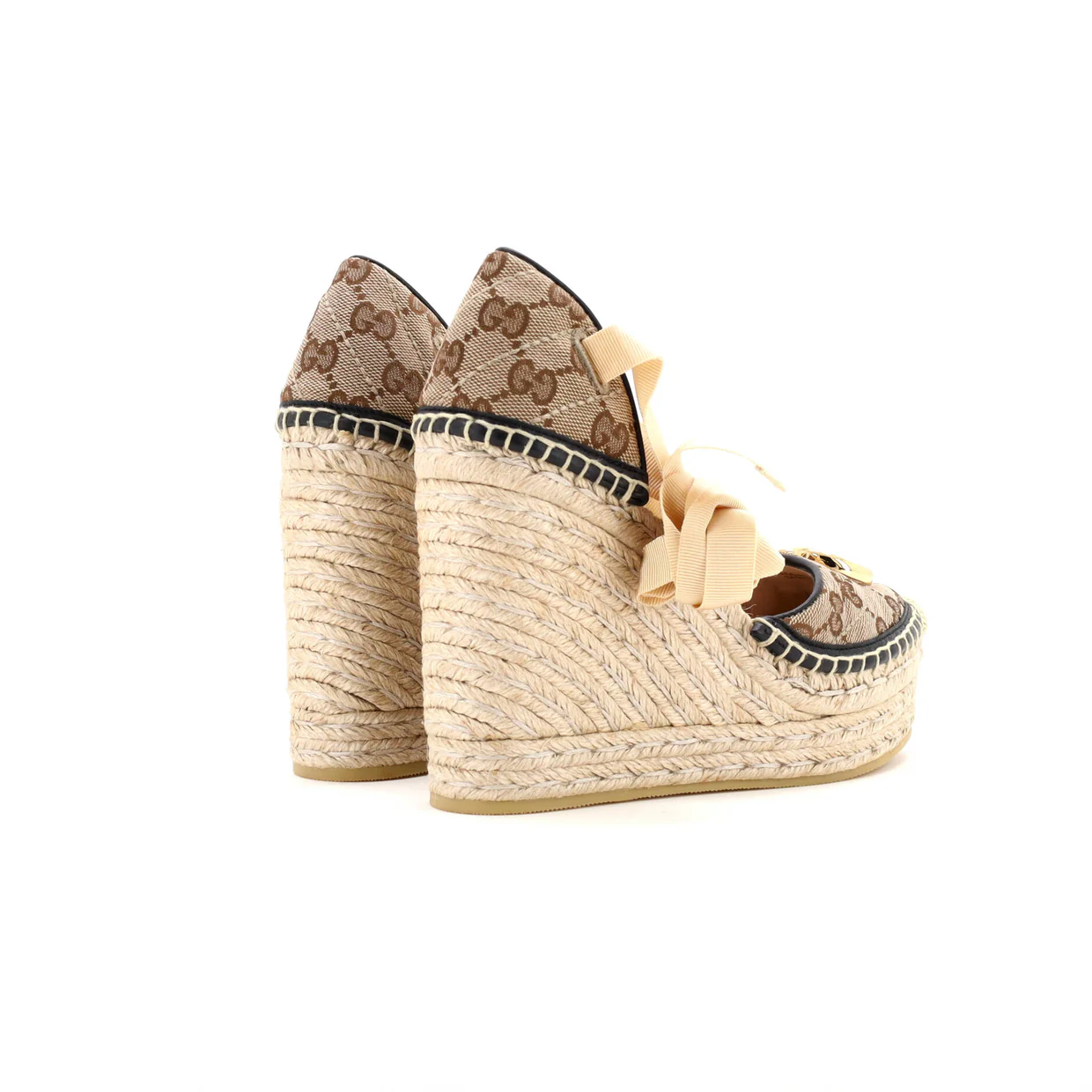 Women's GG Marmont Wedge Espadrilles Diagonal Quilted GG Canvas - Deep Luxury