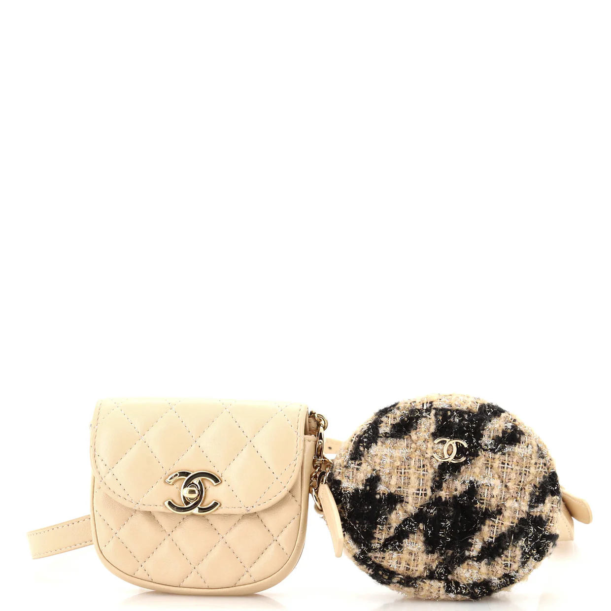 CC Waist Bag with Coin Purse Quilted Lambskin and Tweed - Deep Luxury