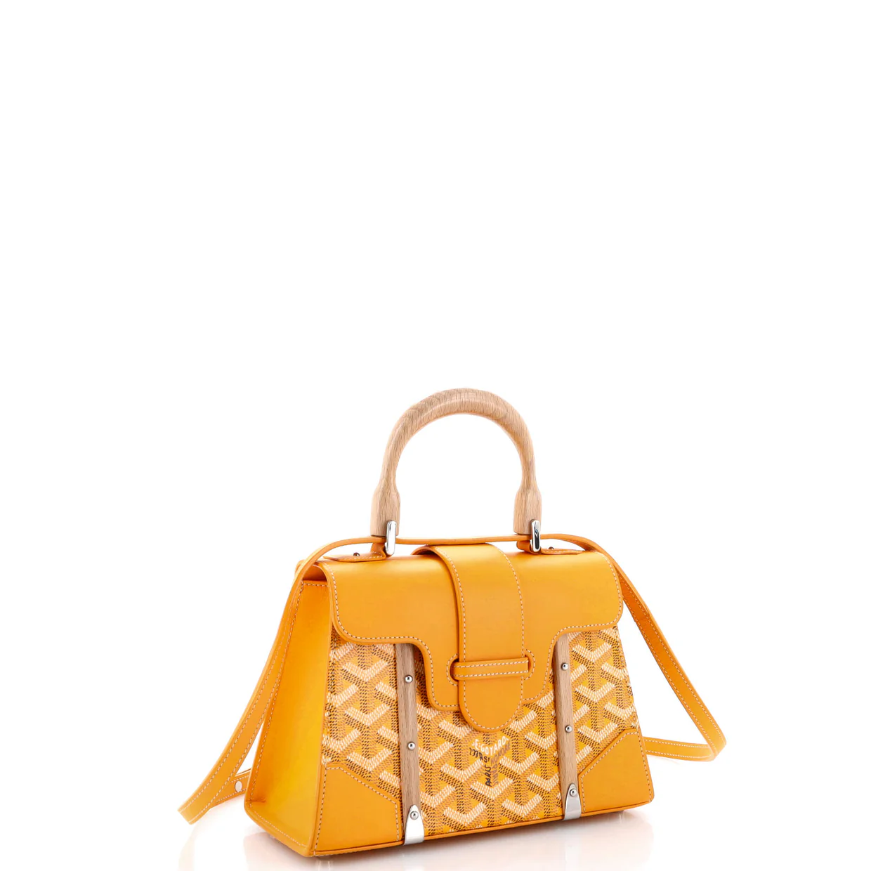 Structured Saigon Top Handle Bag Coated Canvas with Leather Mini - Deep Luxury