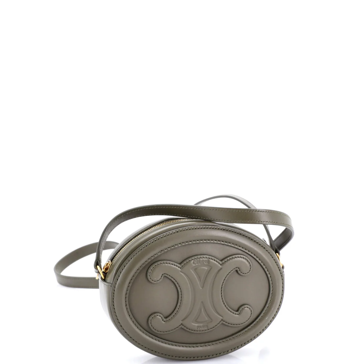 Triomphe Oval Crossbody Bag Leather Mini - Deep Luxury