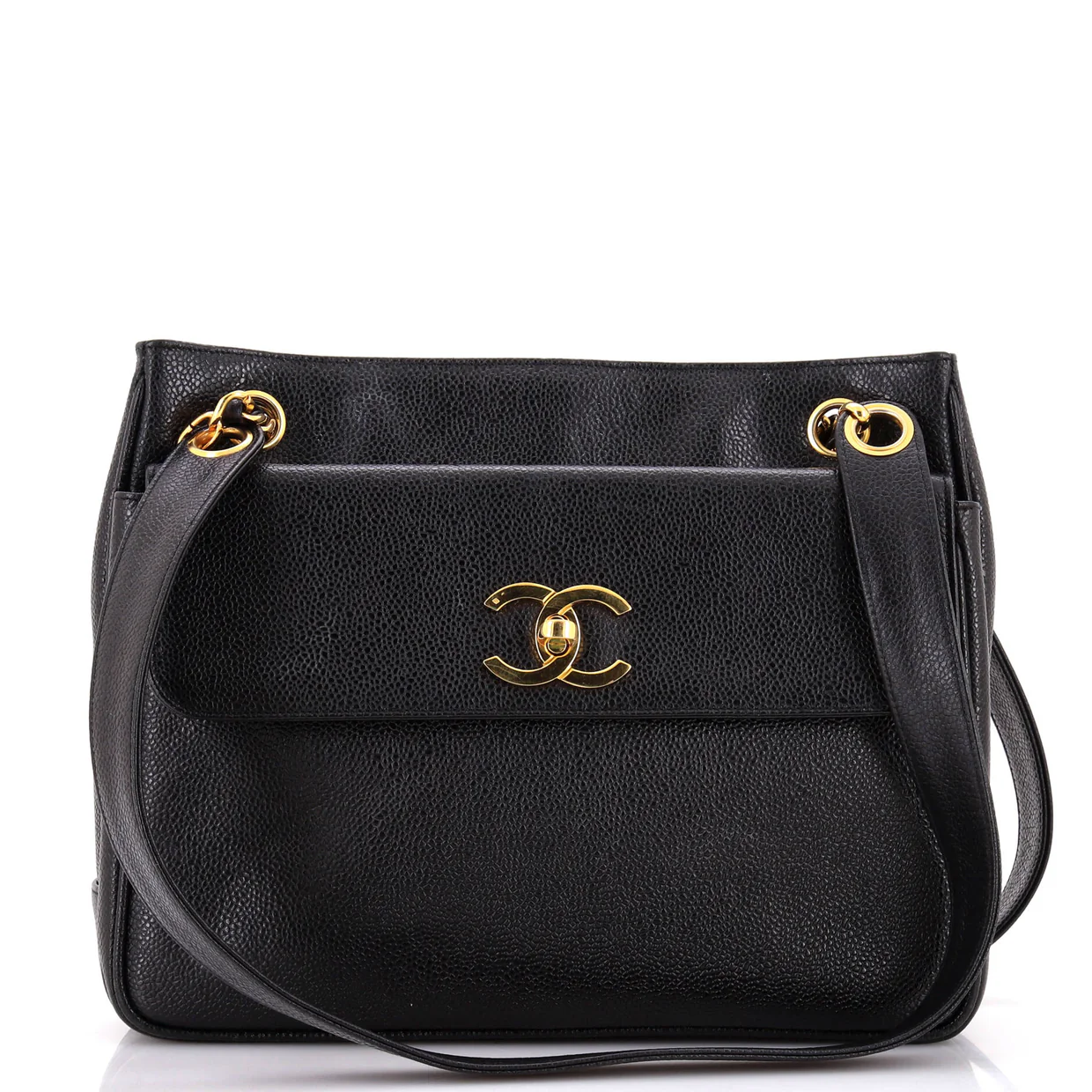 Vintage Front Pocket Tote Caviar Medium - Deep Luxury