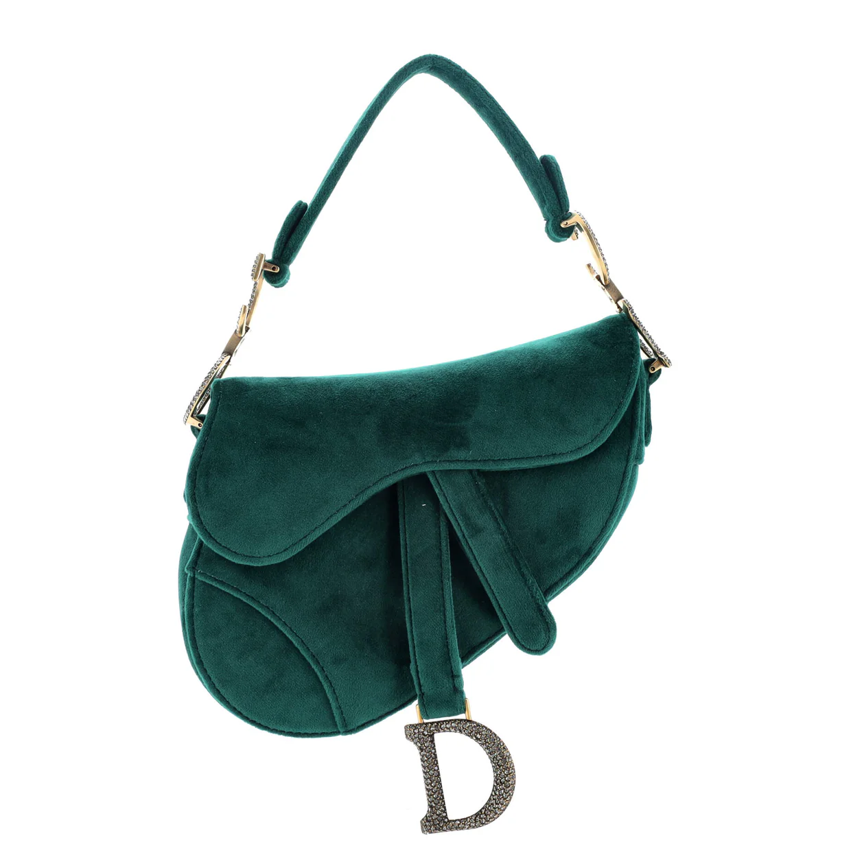 Saddle Handbag Velvet with Crystals Mini - Deep Luxury
