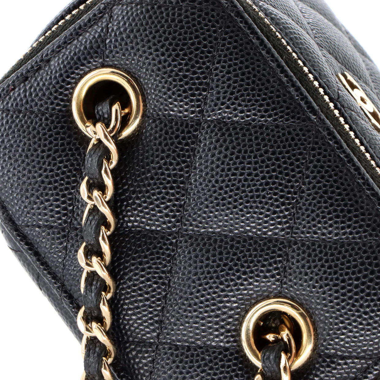 Classic Vanity Case with Chain Quilted Caviar Mini - Deep Luxury
