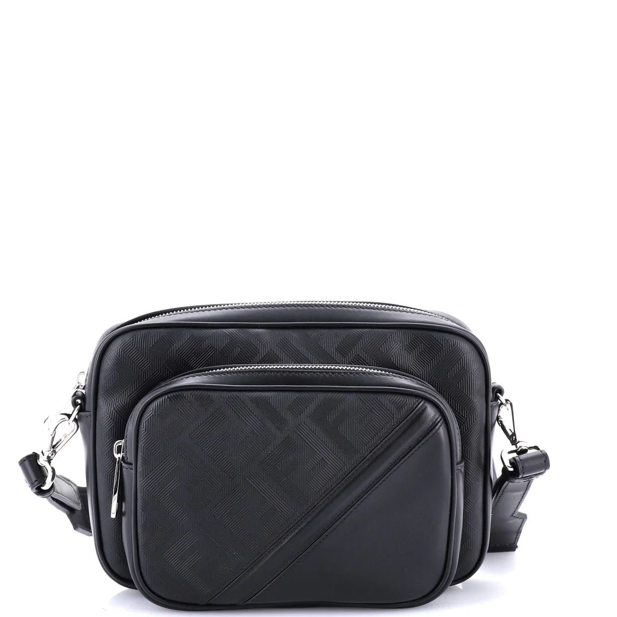 Diagonal Duo Camera Case Zucca Shadow Leather and Leather Small - Deep Luxury