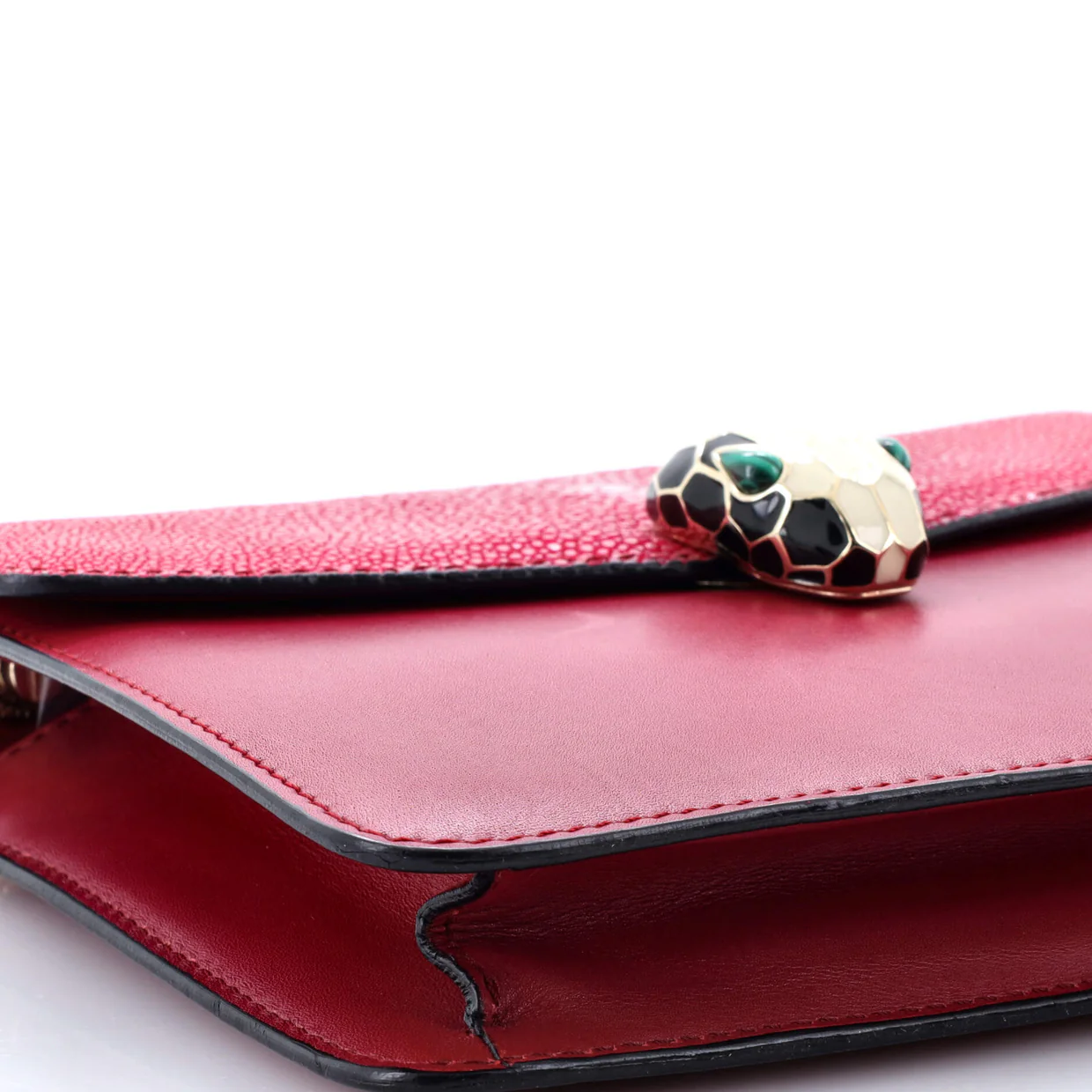 Serpenti Forever Square Shoulder Bag Leather and Stingray Small - Deep Luxury