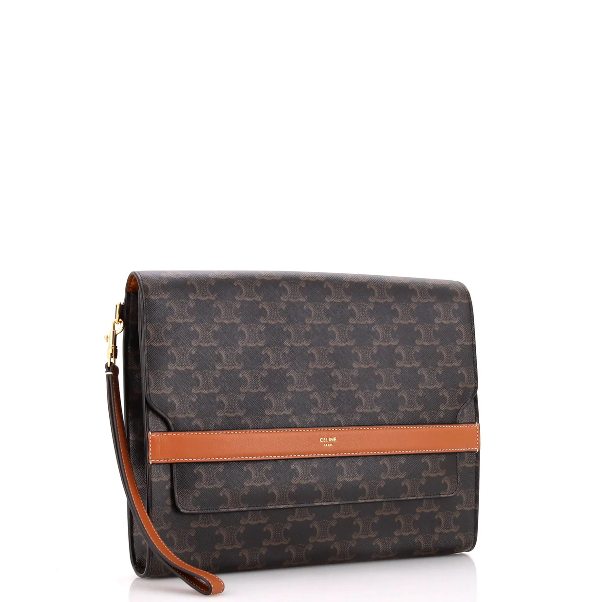 Flap Wristlet Pouch Triomphe Coated Canvas - Deep Luxury