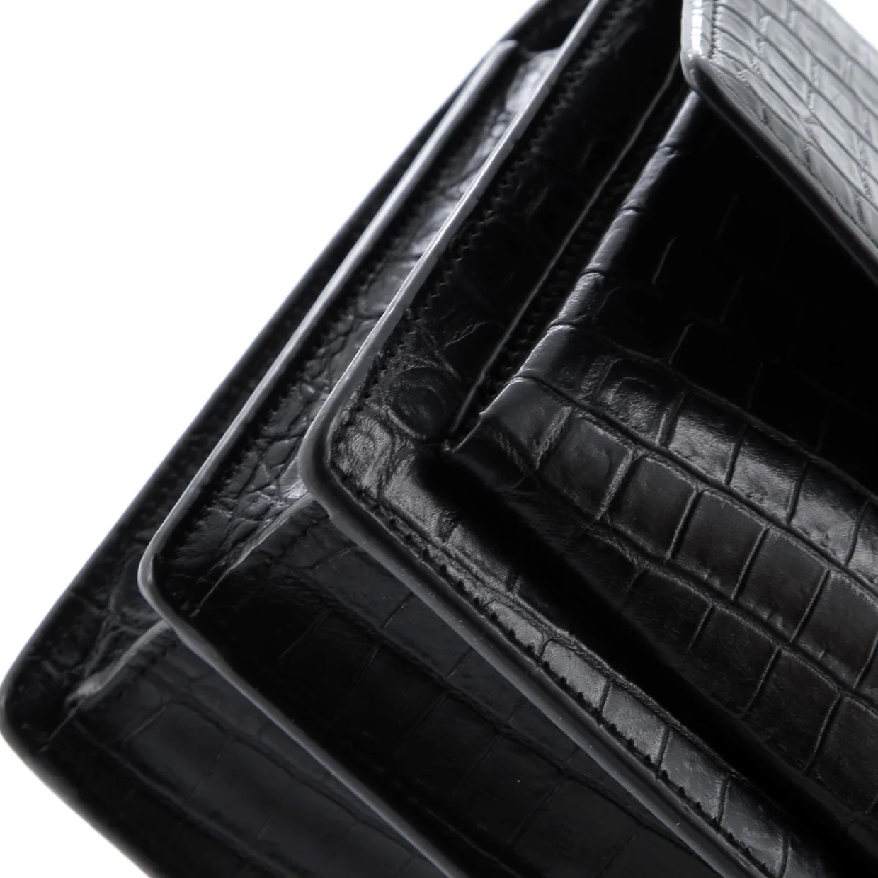 Sunset Crossbody Bag Crocodile Embossed Leather Medium - Deep Luxury
