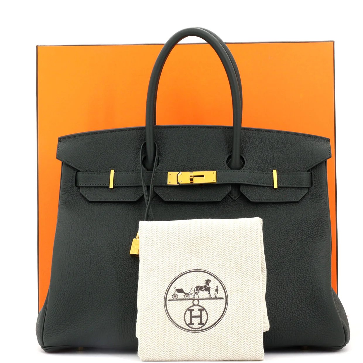 Birkin Handbag Vert Cypress Togo with Gold Hardware 35 - Deep Luxury