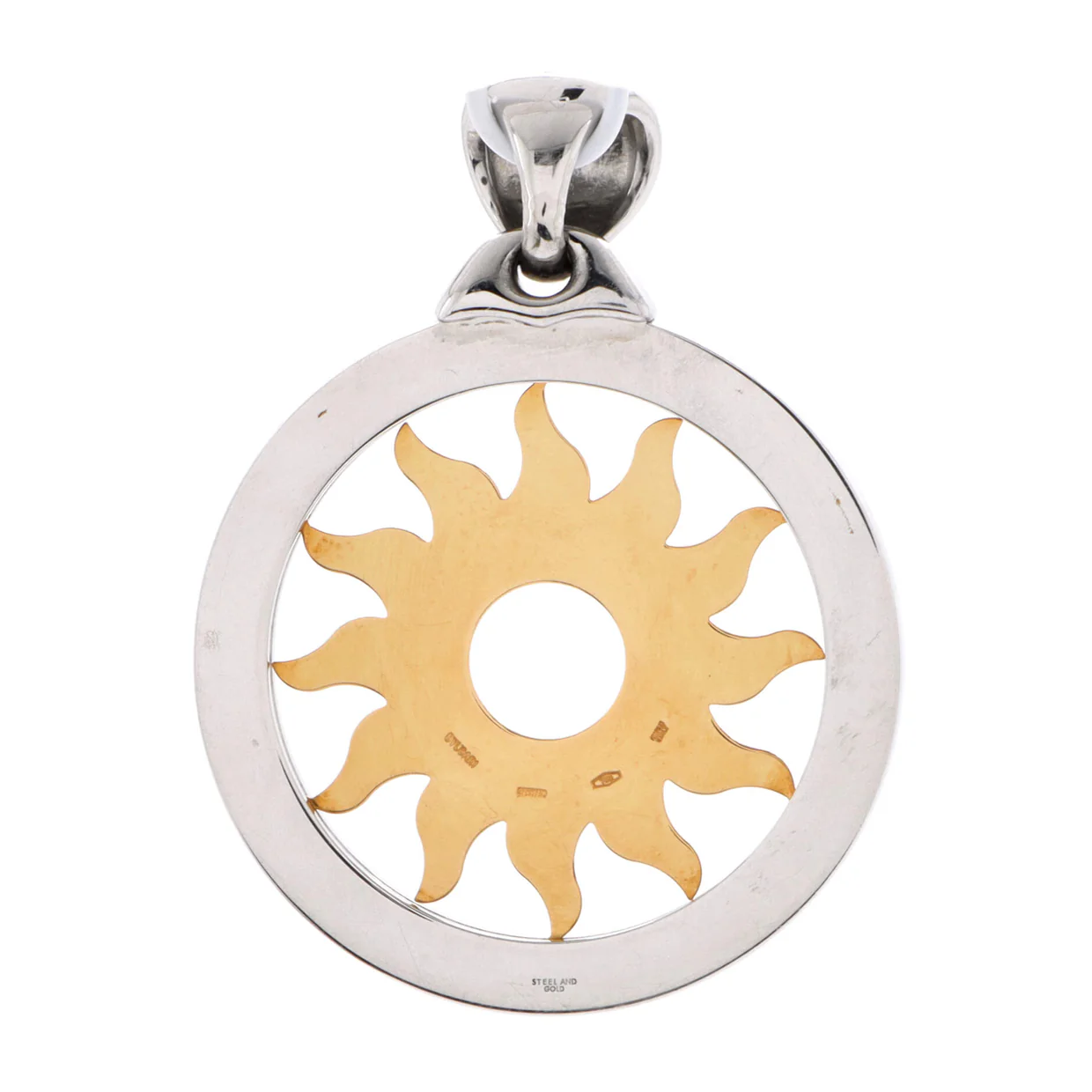 Tondo Sun Pendant Pendant u0026 Charms Stainless Steel with 18K Yellow Gold 43MM - Deep Luxury