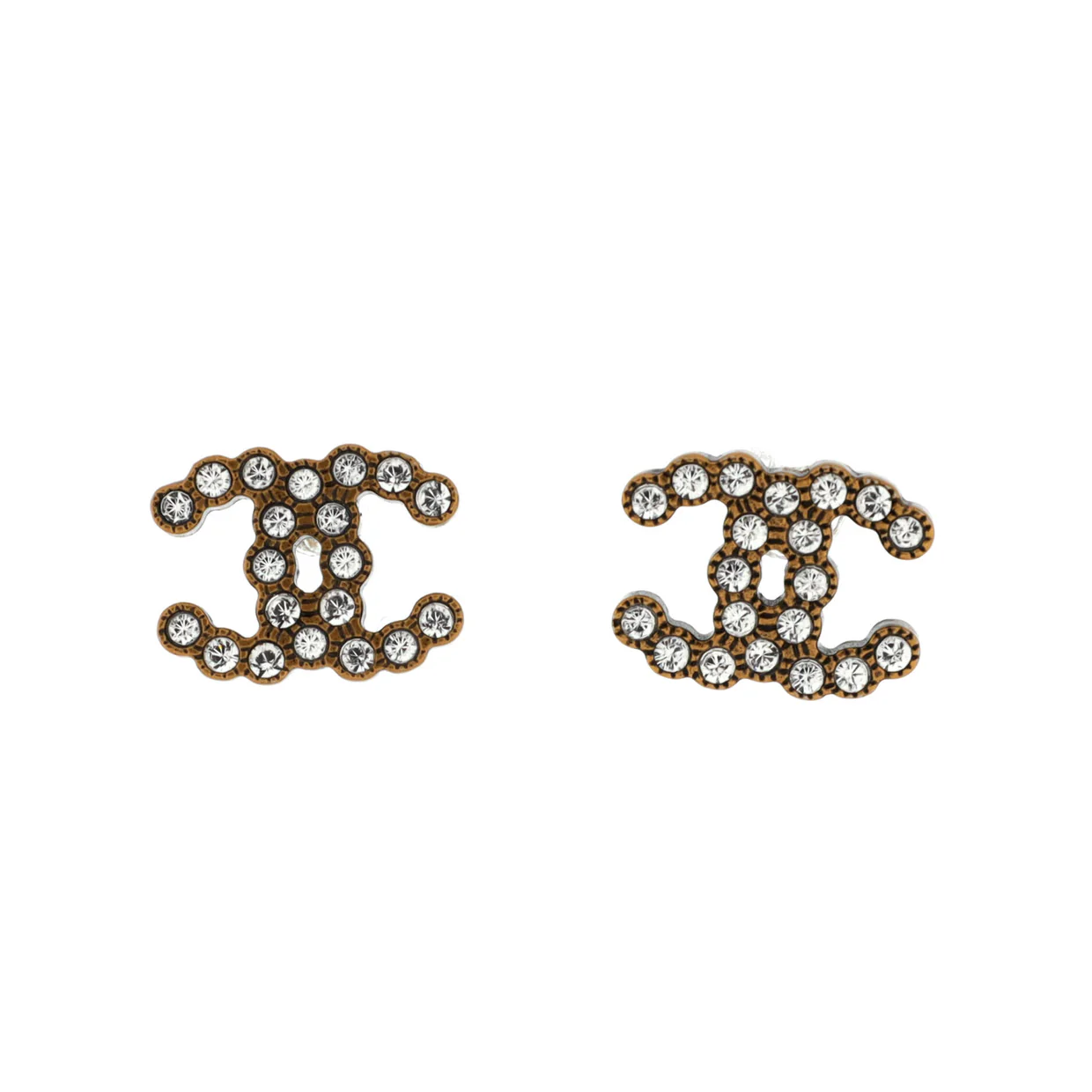 CC Stud Earrings Metal with Crystals - Deep Luxury
