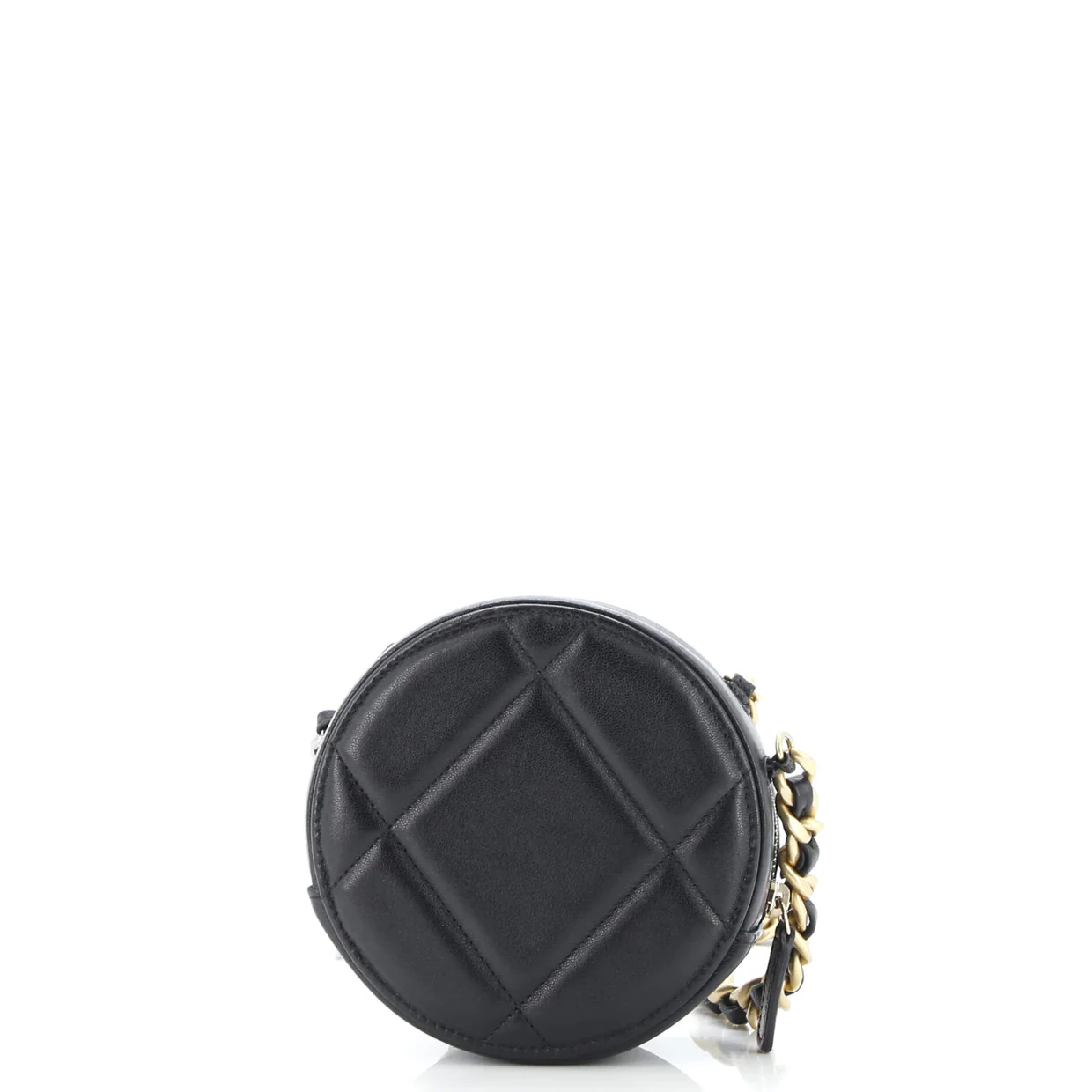 19 Round Clutch with Chain Quilted Leather - Deep Luxury