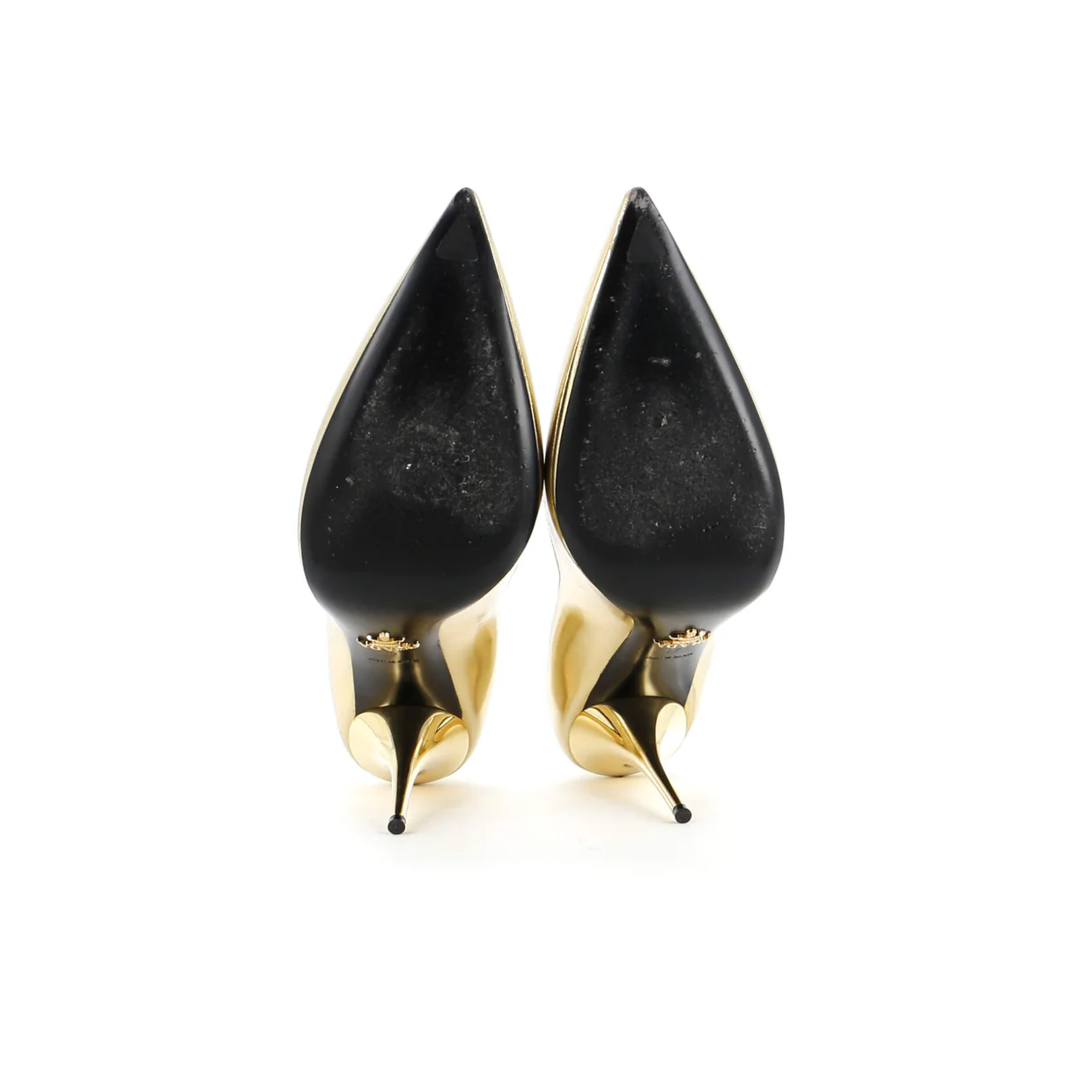 Women's Triangle Logo Pointed Toe Pumps Leather - Deep Luxury