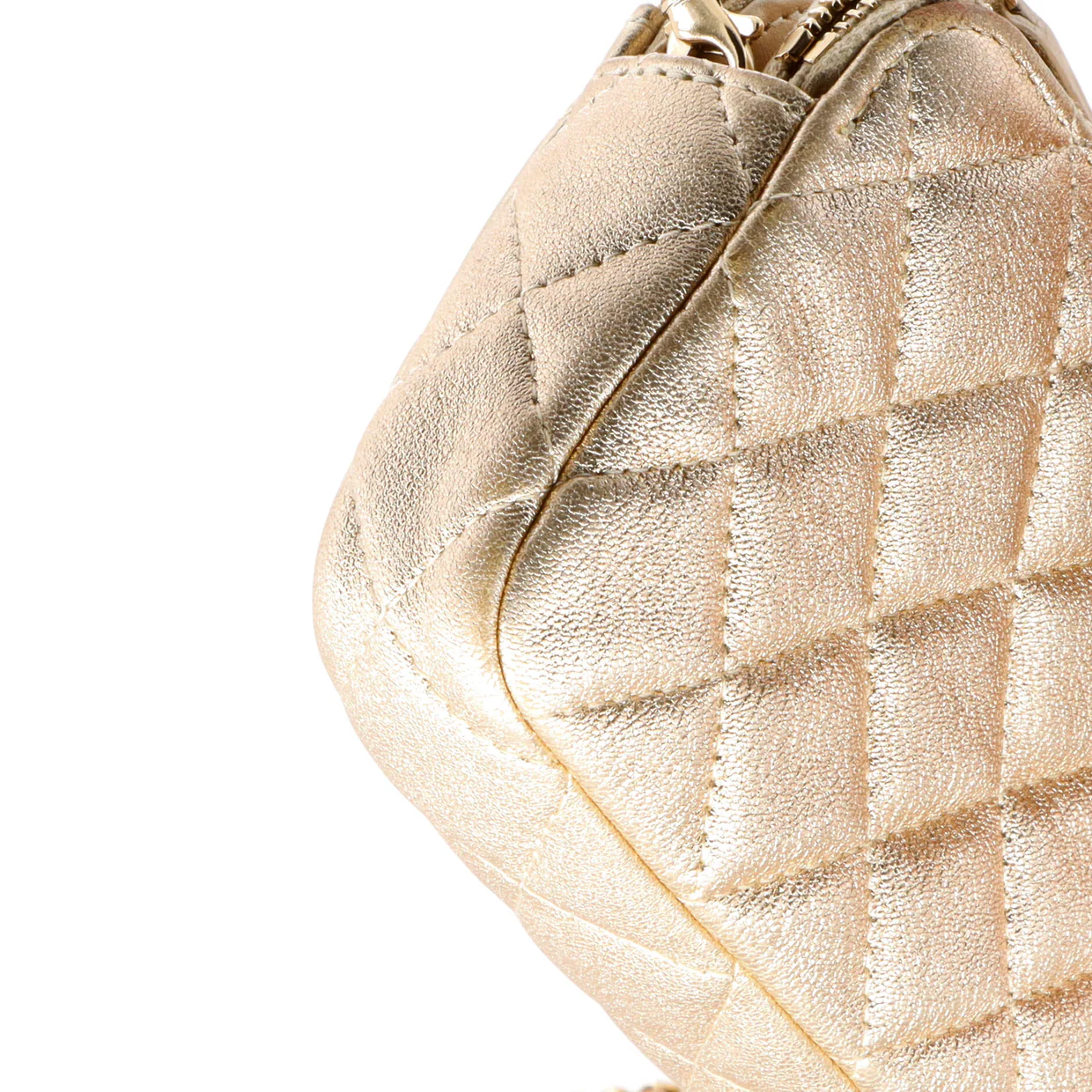 Double Zip Clutch with Chain Quilted Lambskin - Deep Luxury
