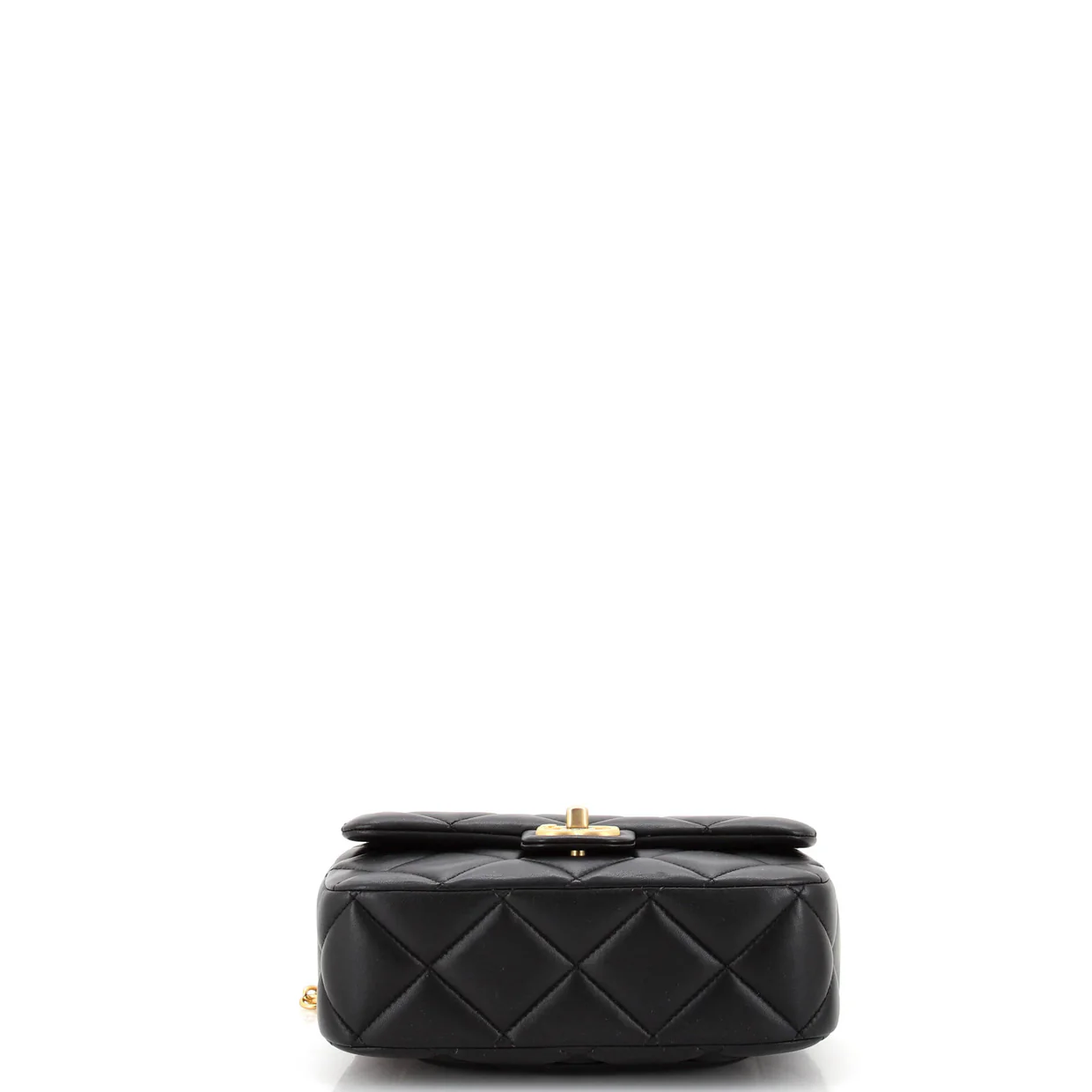 CC Enamel Pearl Charm Me Square Flap Bag Quilted Lambskin Mini - Deep Luxury