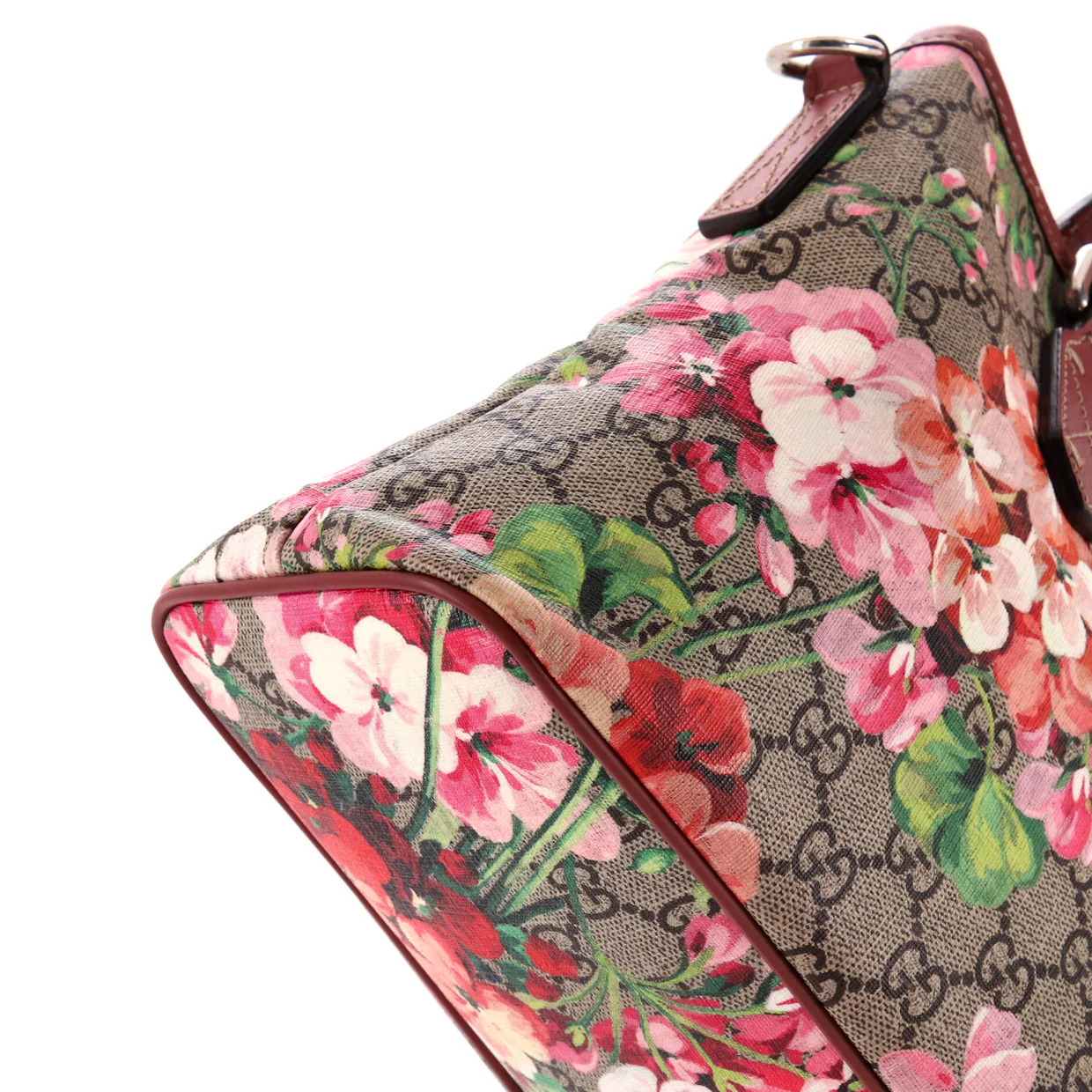 Convertible Zip Tote Blooms Print GG Coated Canvas Medium - Deep Luxury
