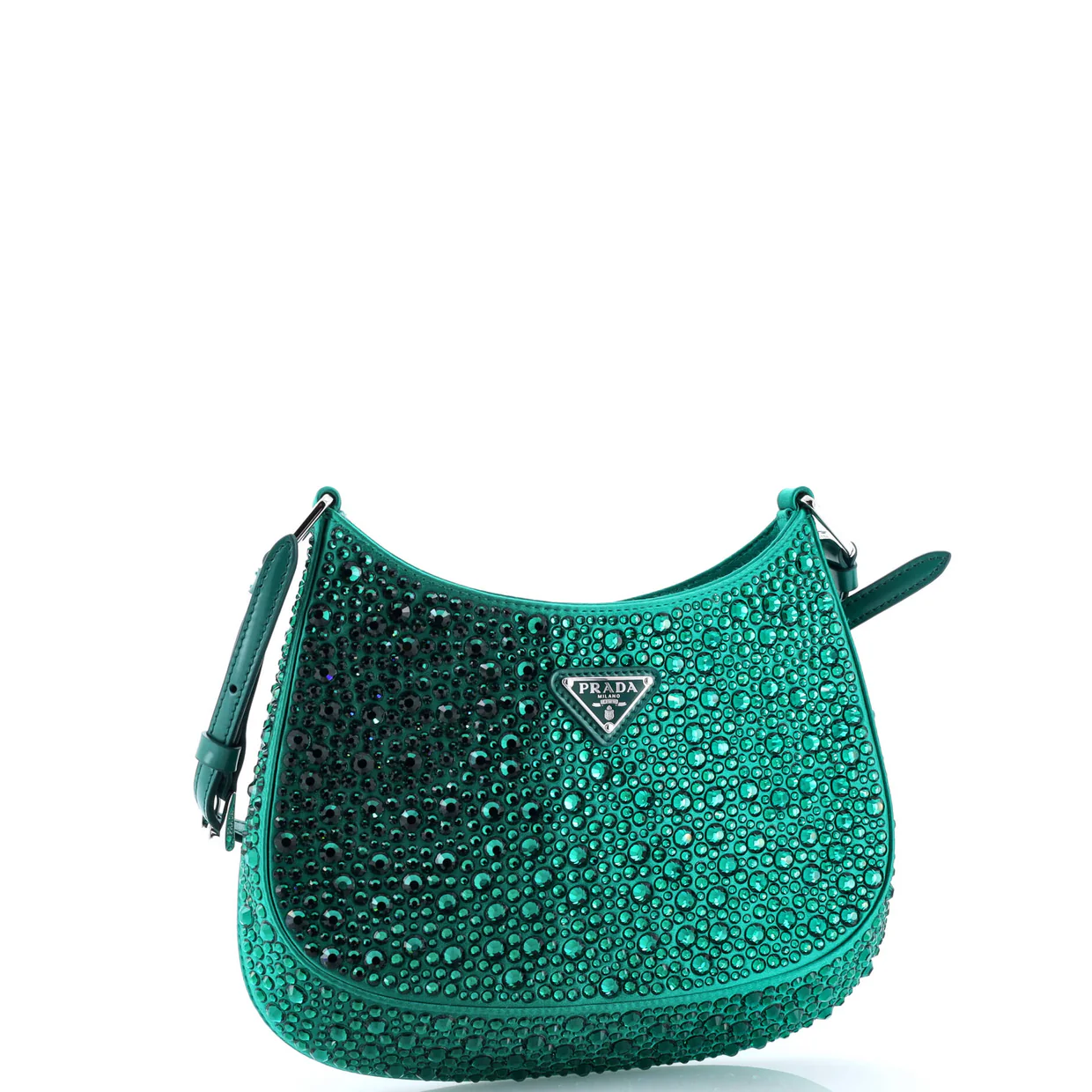 Cleo Shoulder Bag Crystal Embellished Satin Small - Deep Luxury