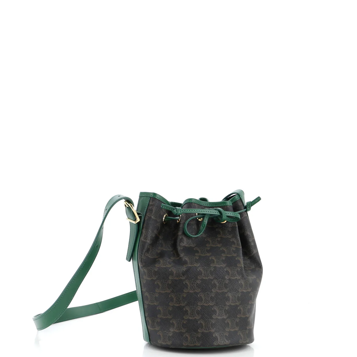 Drawstring Bucket Bag Triomphe Coated Canvas Small - Deep Luxury