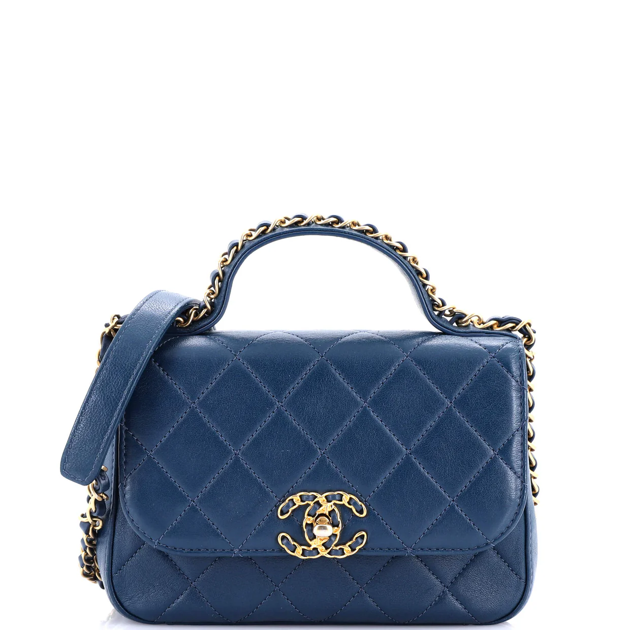 Chain Infinity Top Handle Bag Quilted Lambskin Mini - Deep Luxury