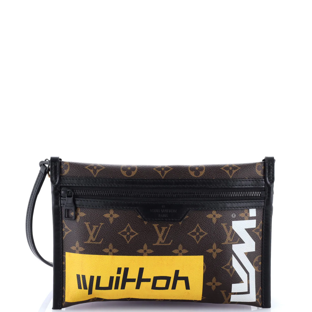 Double Flat Messenger Bag Limited Edition Logo Story Monogram Canvas and Denim - Deep Luxury