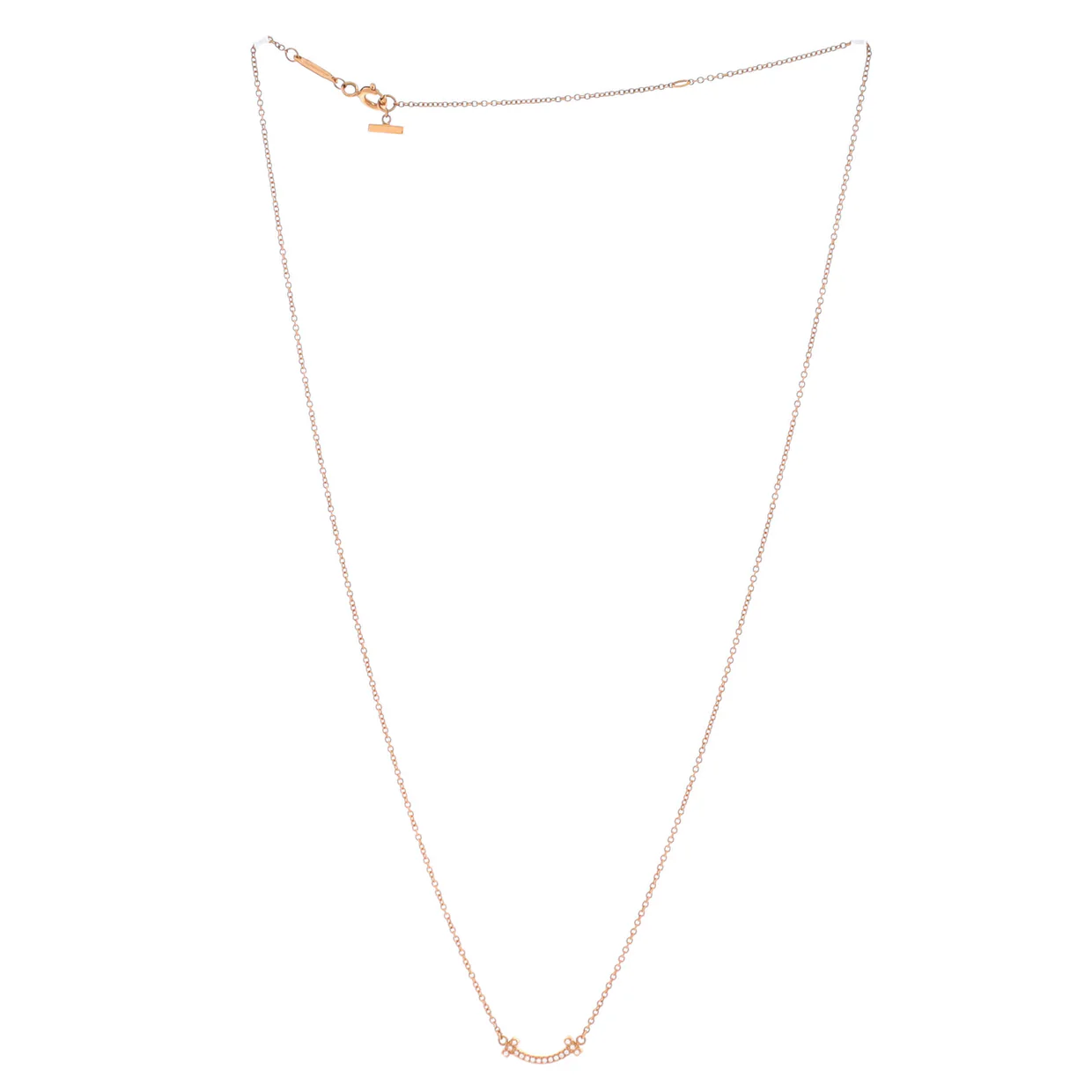 T Smile Pendant Necklace 18K Rose Gold with Diamonds Mini - Deep Luxury