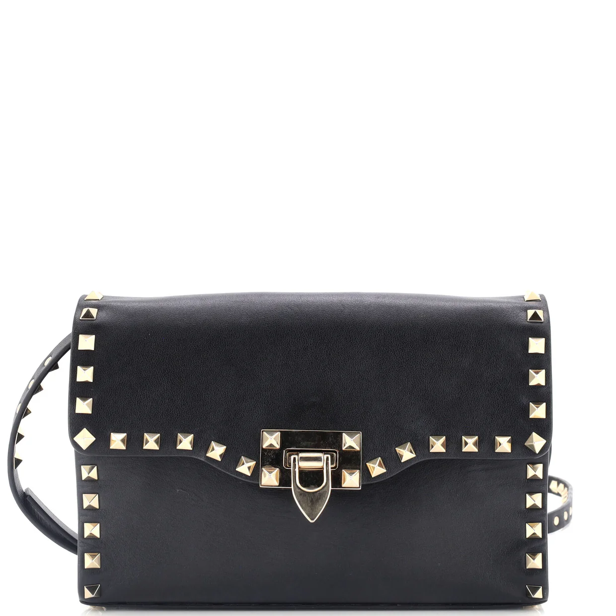 Rockstud Flip Lock Flap Bag Leather Medium - Deep Luxury