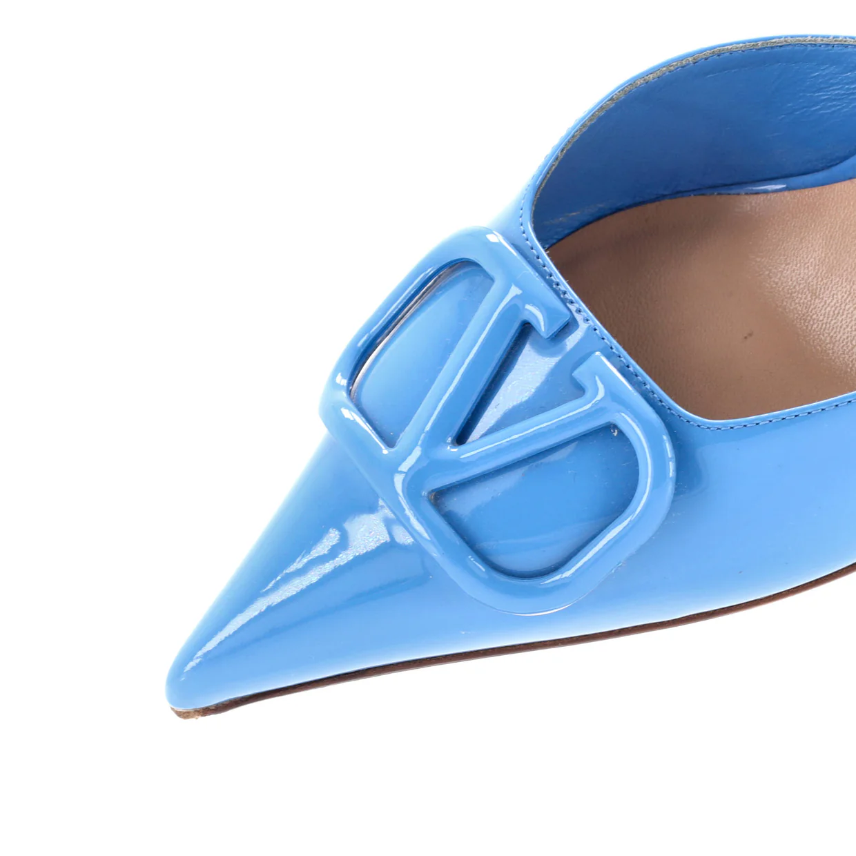 Women's VLogo Heeled Mules Patent 80 - Deep Luxury