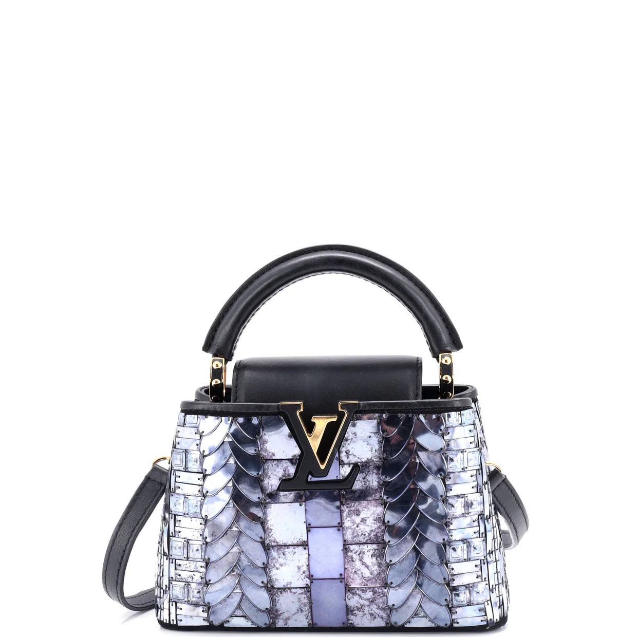 Capucines Bag Patchwork Sequin Embellished Satin Mini - Deep Luxury