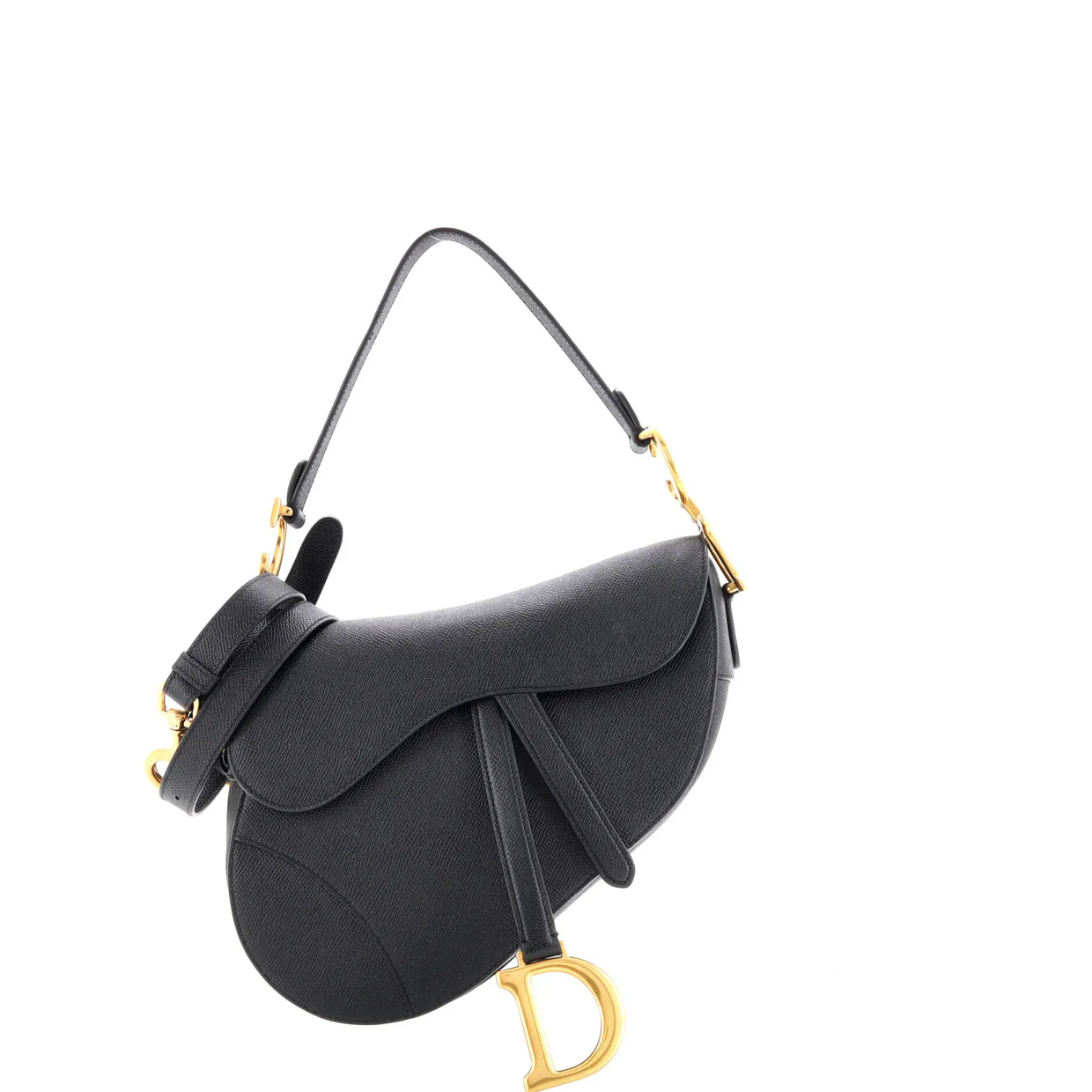 Saddle Handbag with Strap Leather Medium - Deep Luxury